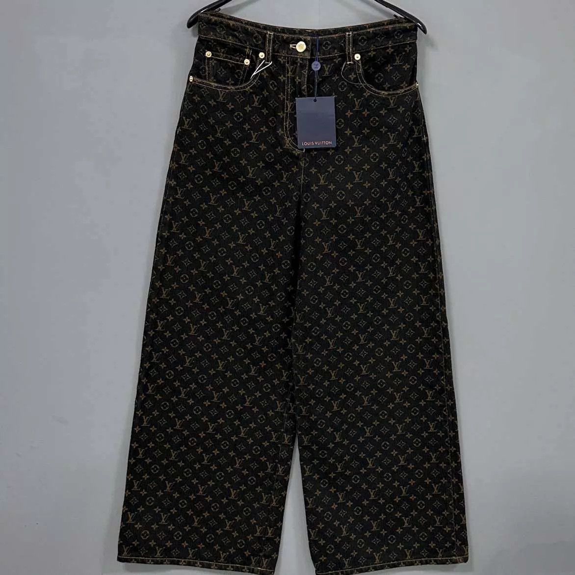 Louis Vuitton LV 25ss Black Gold Monogram Jeans 38 Size 27" / US 4 / IT 40 - 1 Thumbnail