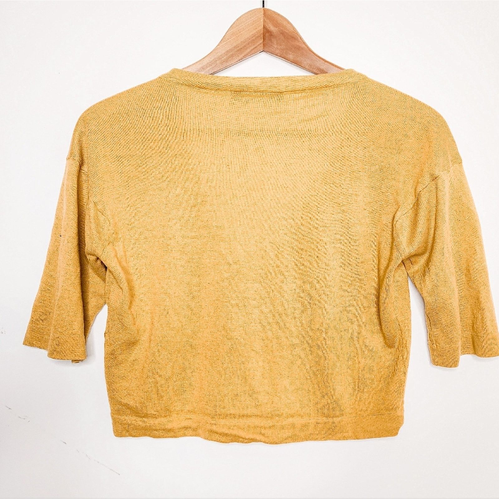 Weekend Max Mara Weekend MaxMara Mustard Yellow Cropped Sweater Cardigan Sz M Size M / US 6-8 / IT 42-44 - 3 Thumbnail