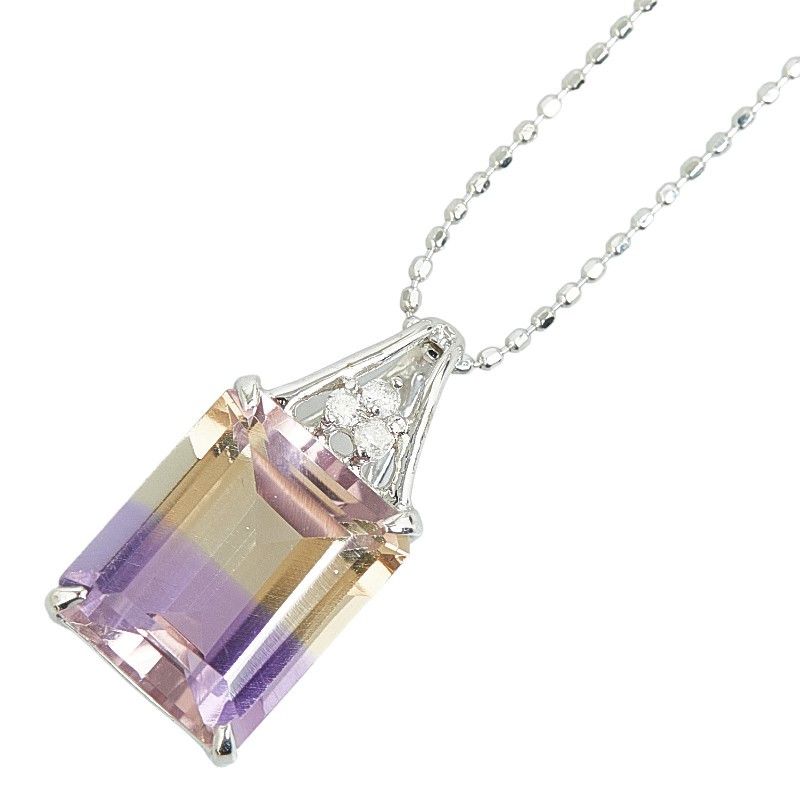 Other LuxUness K18WG White Gold Ametrine 4.01ct Diamond Necklace 