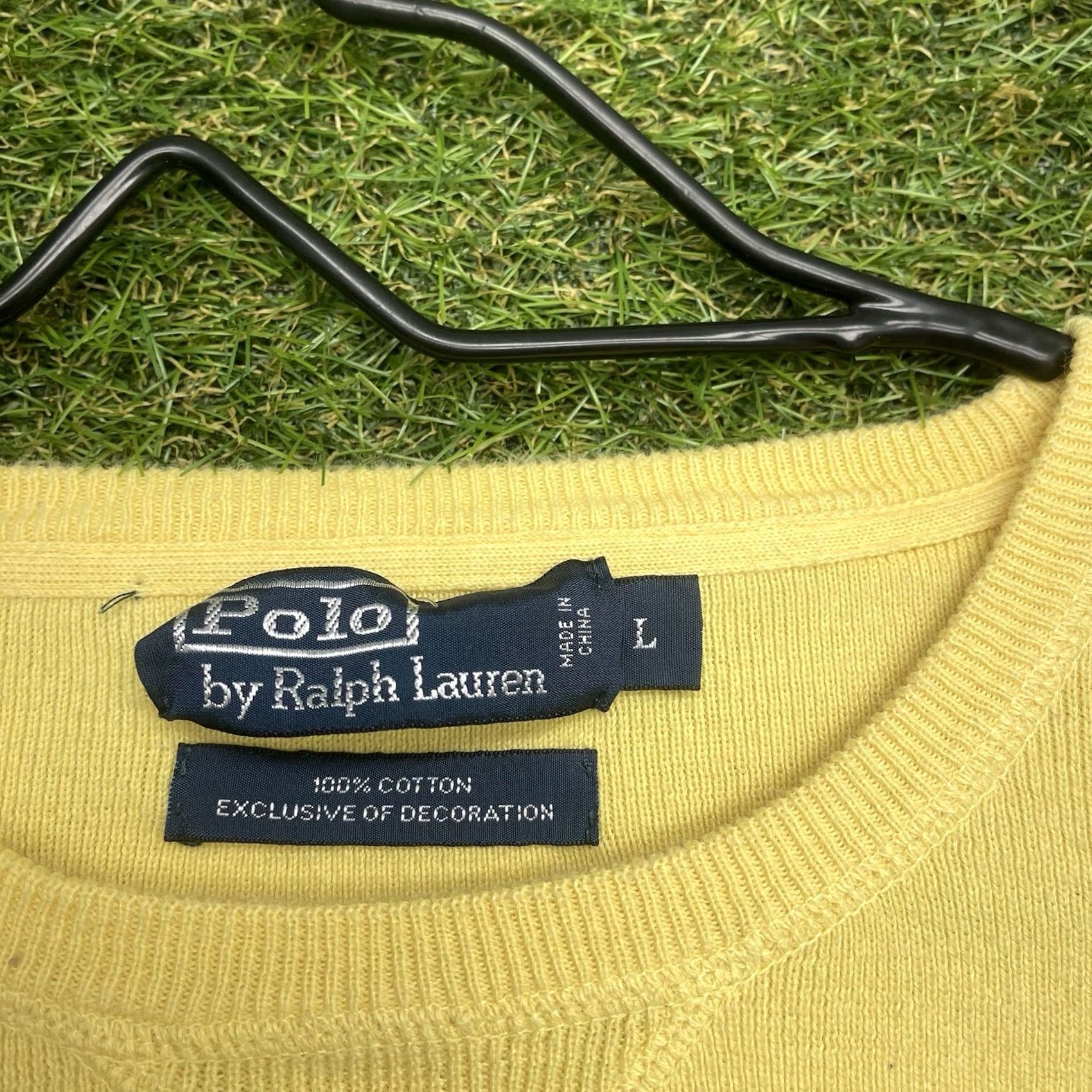 Polo Ralph Lauren Polo Ralph Lauren Sweater Mens Large Yellow Pullover Knit V-Neck Logo Preppy Classic Knitwear Size US L / EU 52-54 / 3 - 5 Thumbnail