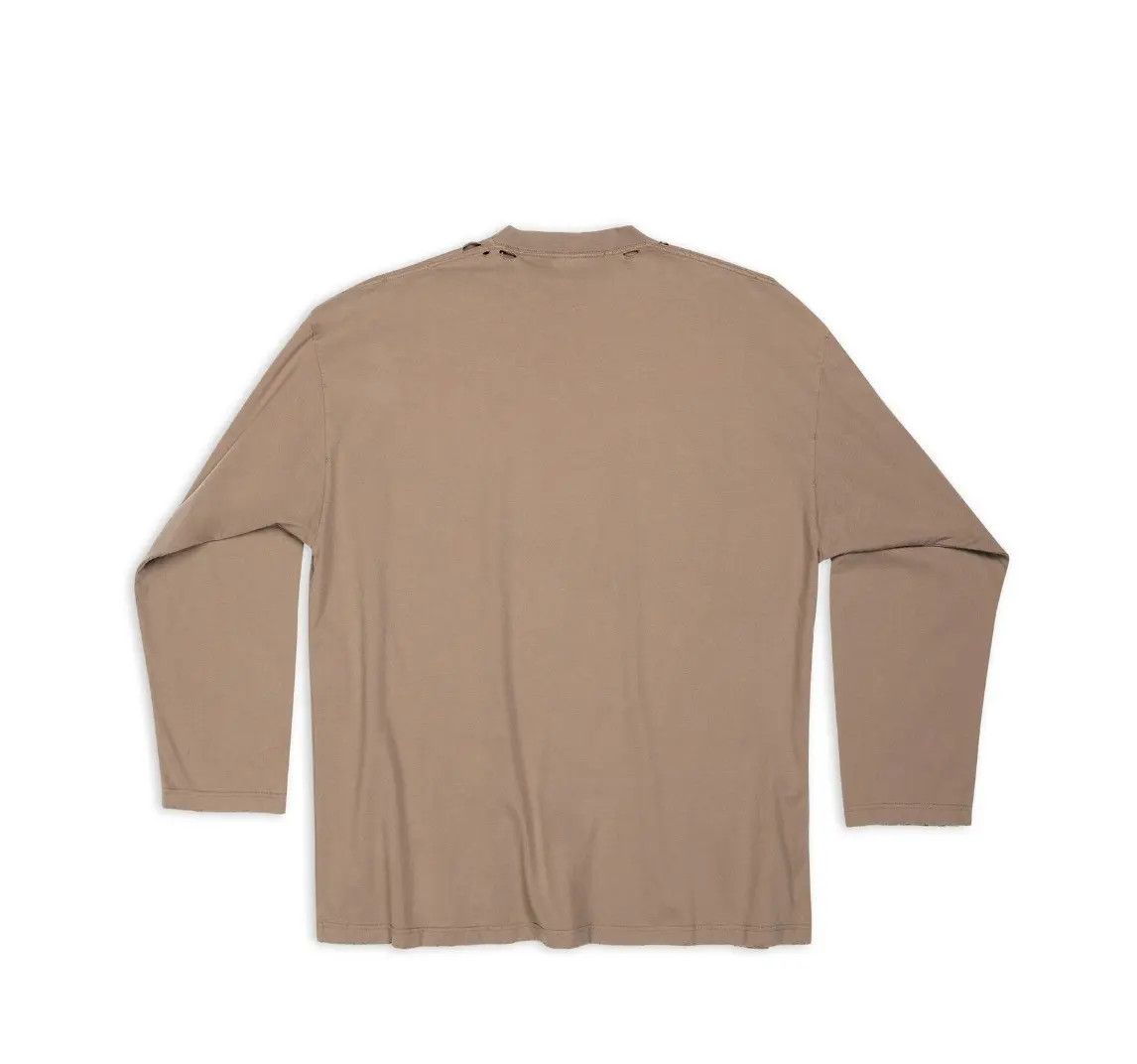Balenciaga o1mt1gz0924 Caps Long Sleeve T- Shirt Oversized in Brown Size US XXL / EU 58 / 5 - 2 Thumbnail