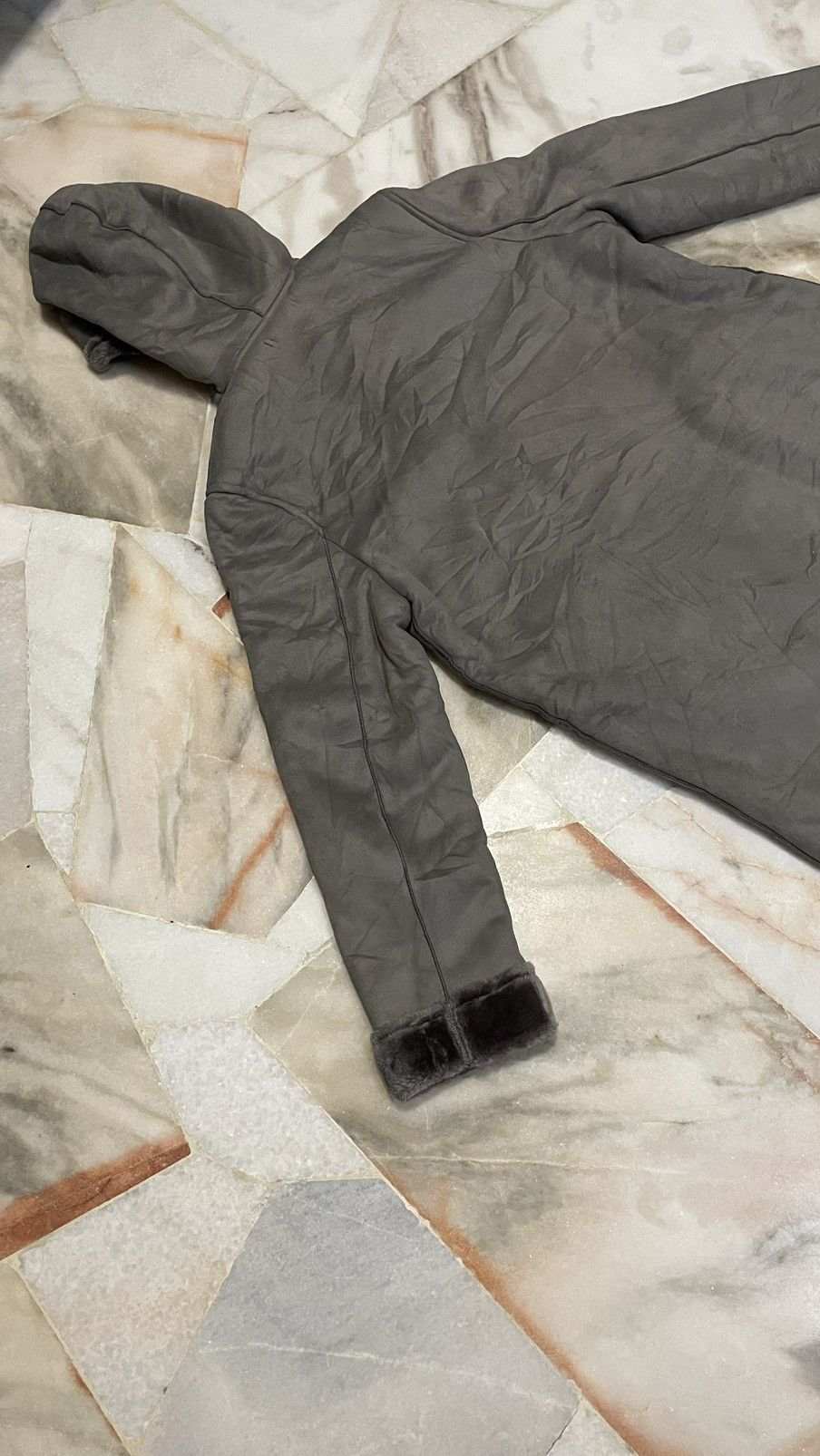 FAUX SHEARLING HOODED COAT