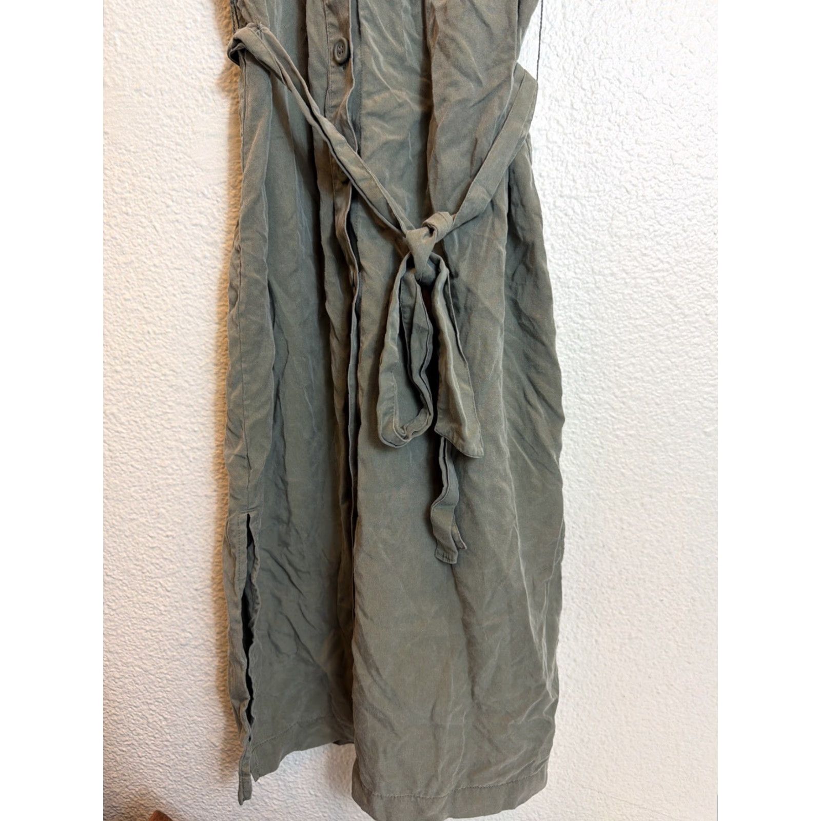 Banana Republic VINTAGE Banana Republic Women’s Small Olive Sleeveless Belted Flight Jacket Dress Tencel Size S / US 4 / IT 40 - 3 Thumbnail