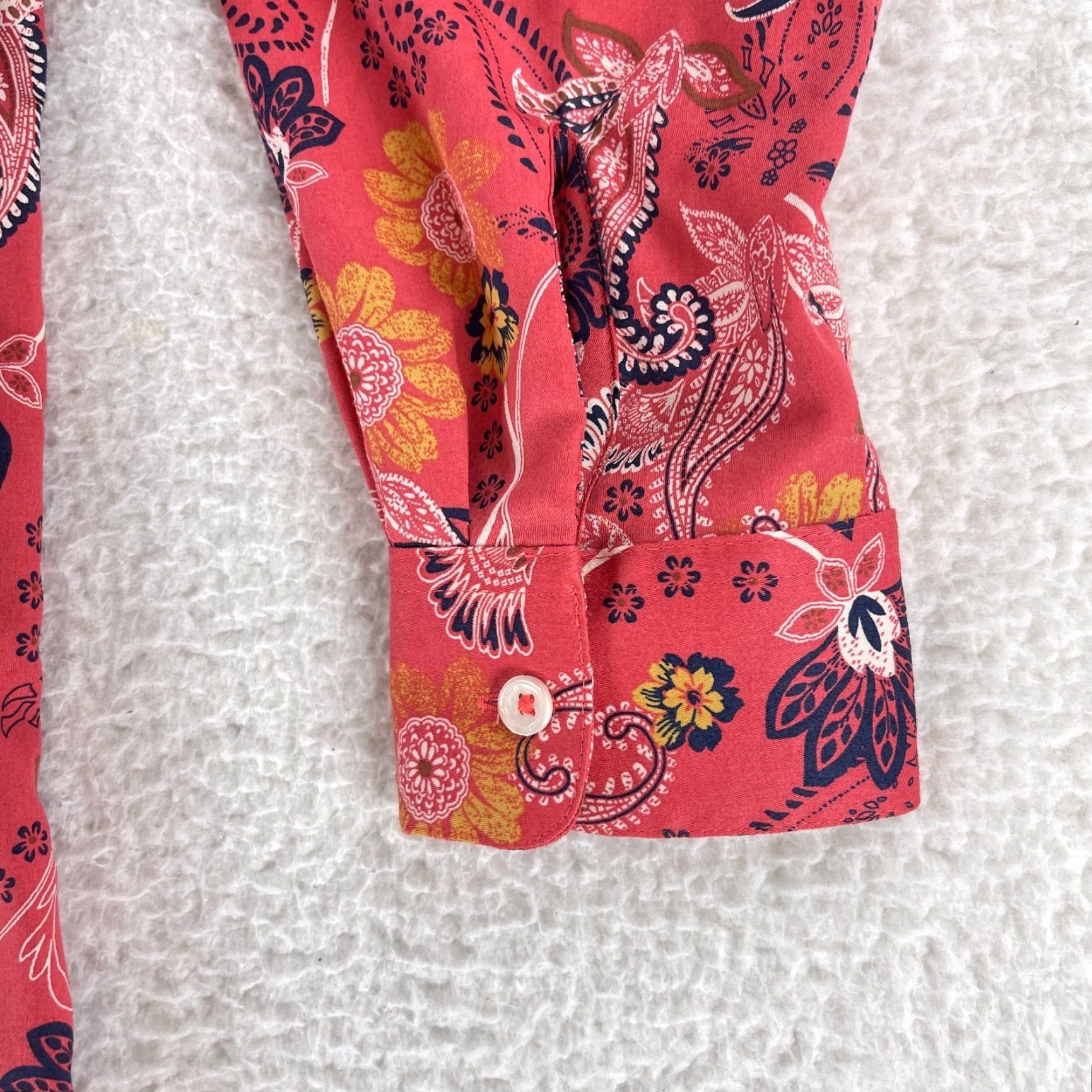 Vintage Foxcroft Button-Up Shirt Womens Size 16 Petite Red Paisley Long Sleeve Cotton Size XXL / US 16-18 / IT 52-54 - 7 Thumbnail