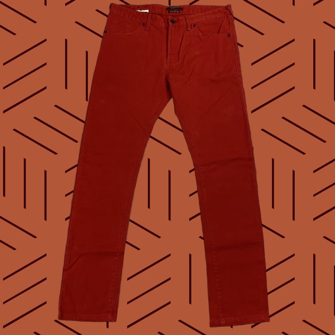 SCOTCH & SODA Extra-Slim Chino Pants 32x32 Cherry Red Cotton Pique Mens