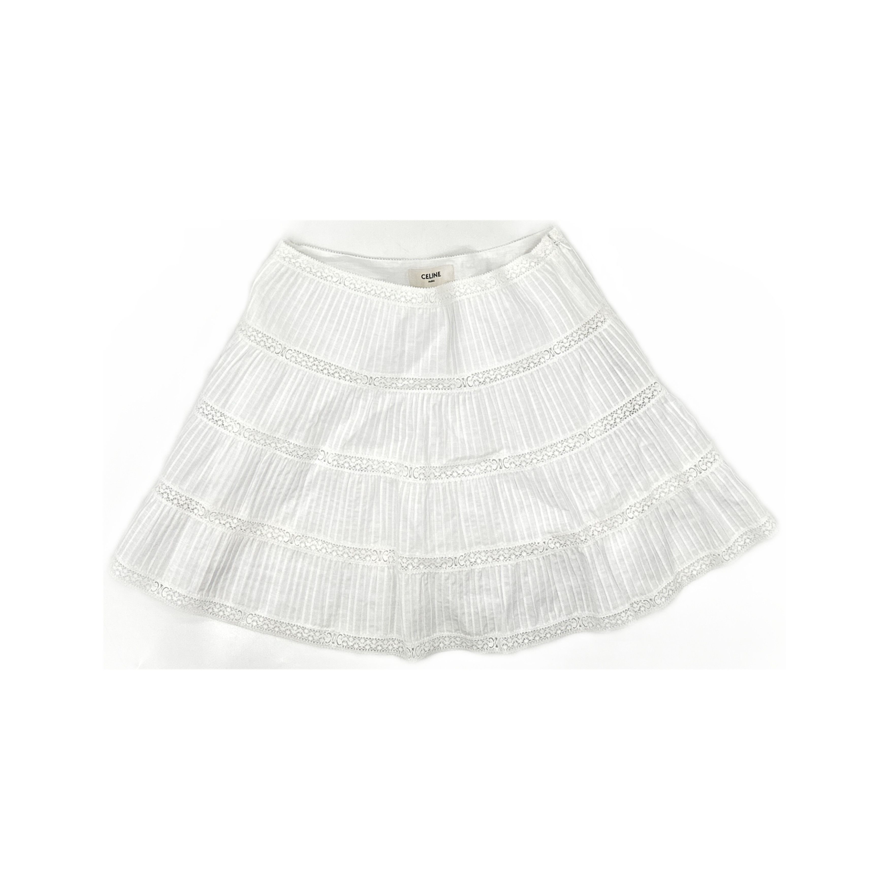 Celine Celine White Embroidered Mini Skirt Size 36 Size 26" / US 2 / IT 38 - 1 Thumbnail