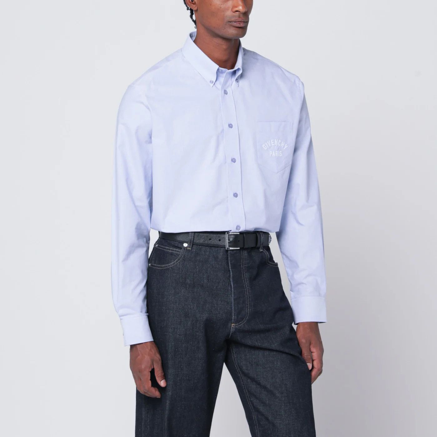 Givenchy o1d2blof0426 Cotton Button Down Shirt in Light Blue Size US L / EU 52-54 / 3 - 4 Thumbnail