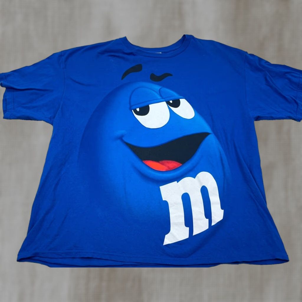 Vintage VINTAGE M & M Shirt Men 2XL Blue Tee All Over Print AOP Y2K Cyber Big Head Graphic Print Shirt Mens VINTAGE Size US XXL / EU 58 / 5 - 1 Thumbnail