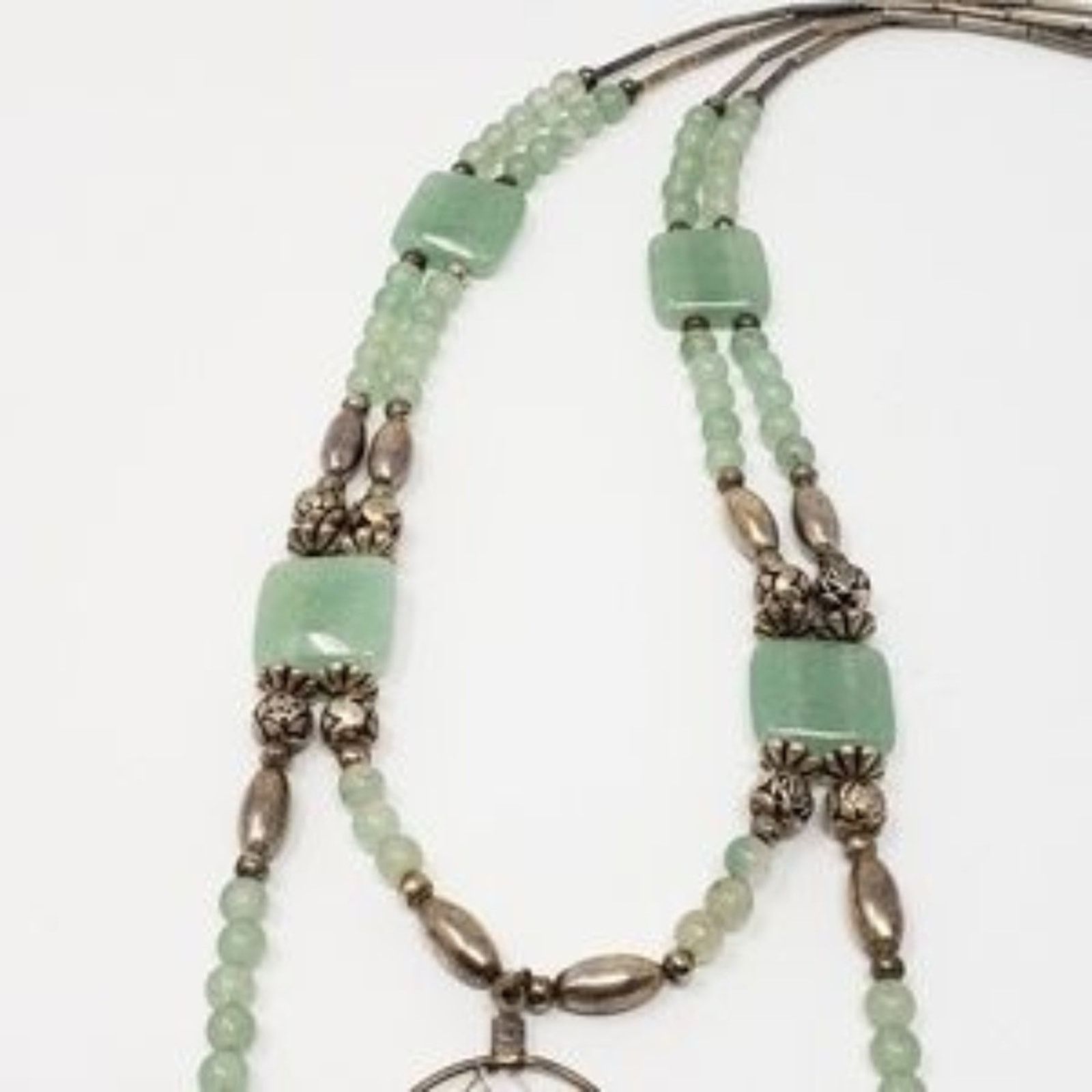 Other Silver-Tone & Green 2-Strand Necklace wDreamcatcher Pendant Size ONE SIZE - 4 Thumbnail