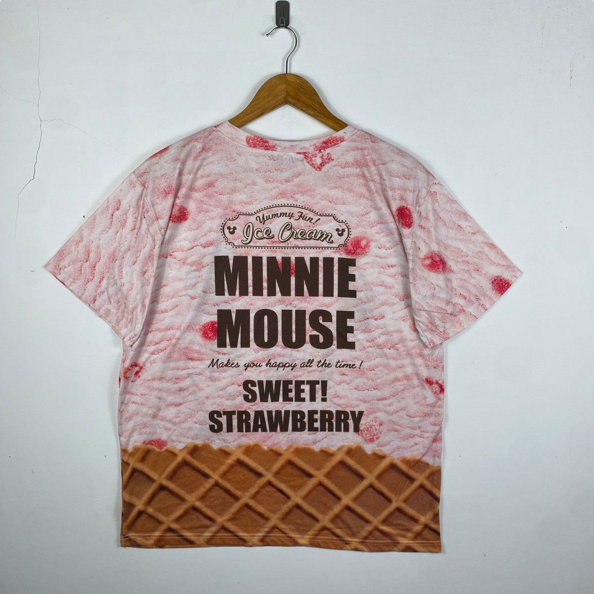 Disney Vintage MINNIE MOUSE Ice Cream Sweet Strawberry Tee Shirt Size L / US 10 / IT 46 - 4 Thumbnail