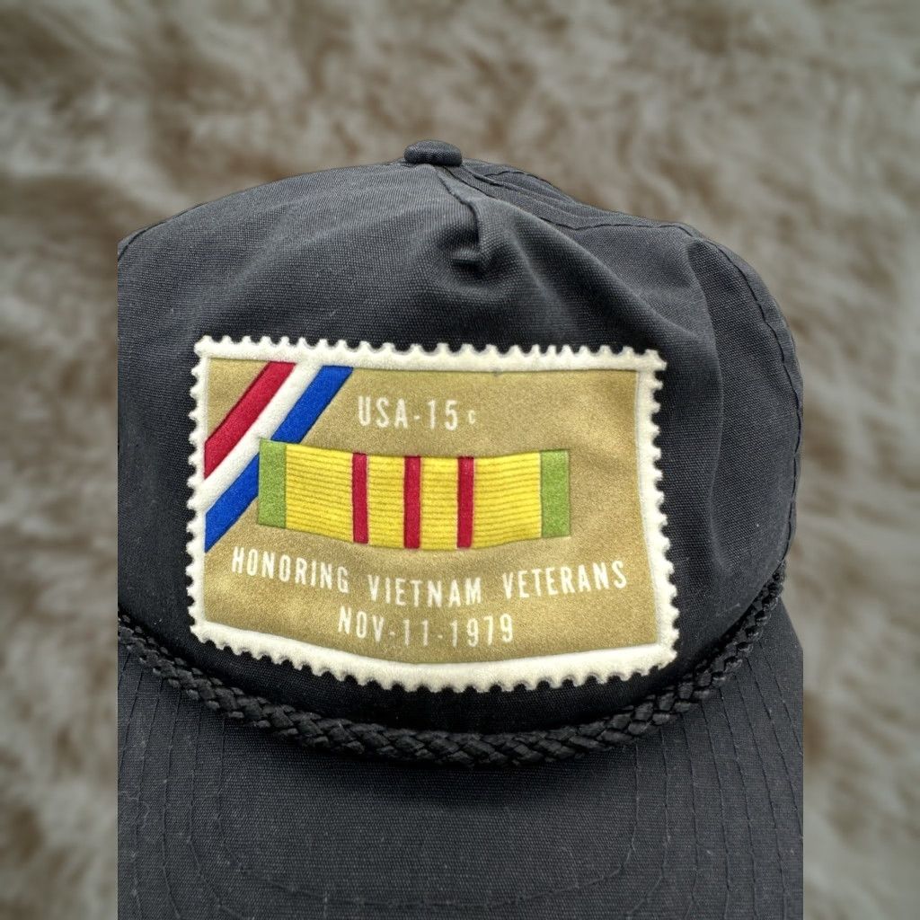 Stampd VINTAGE Vietnam Veteran Hat Black Cotton Canvas Adjustable Strap Baseball Cap Hat Unisex Adults Nissin Casual 90s Theme Boys Mens Girls KS Size ONE SIZE - 1 Thumbnail
