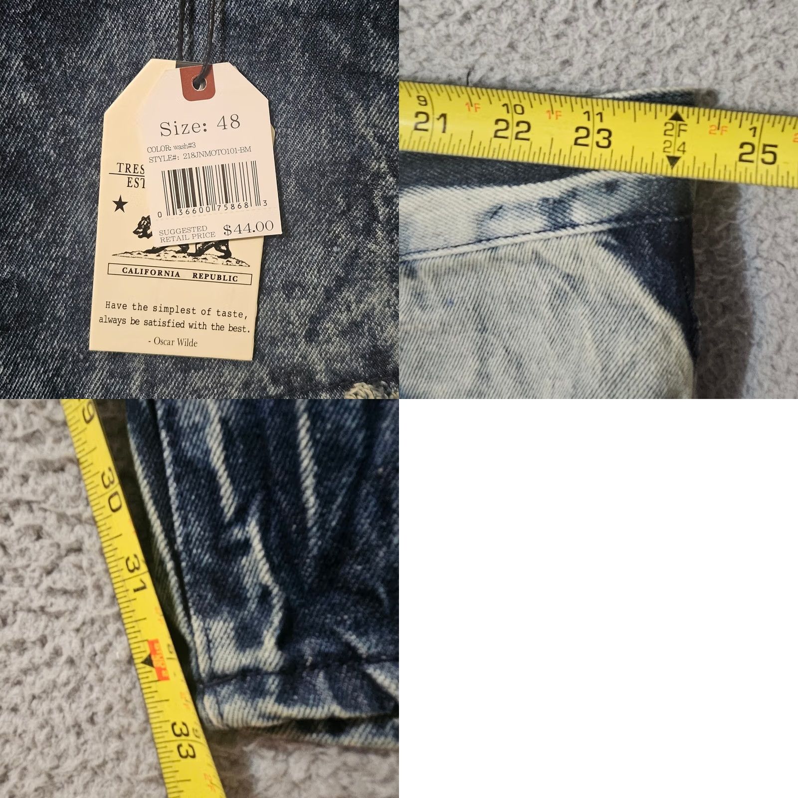 Vintage Trestles Supply Co Jeans Mens Blue Size 48 33 NWT Moto Straight Size US 32 / EU 48 - 8 Thumbnail