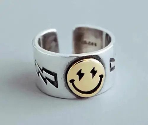 Japanese Brand Smiley Adjustable .925 Silver Ring Size ONE SIZE - 1 Thumbnail