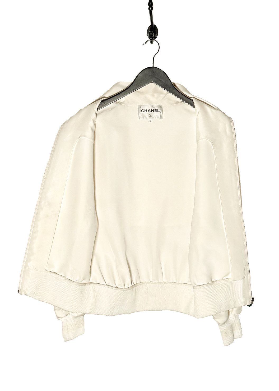 Chanel Chanel Ivory Satin Bomber Jacket Size M / US 6-8 / IT 42-44 - 6 Thumbnail