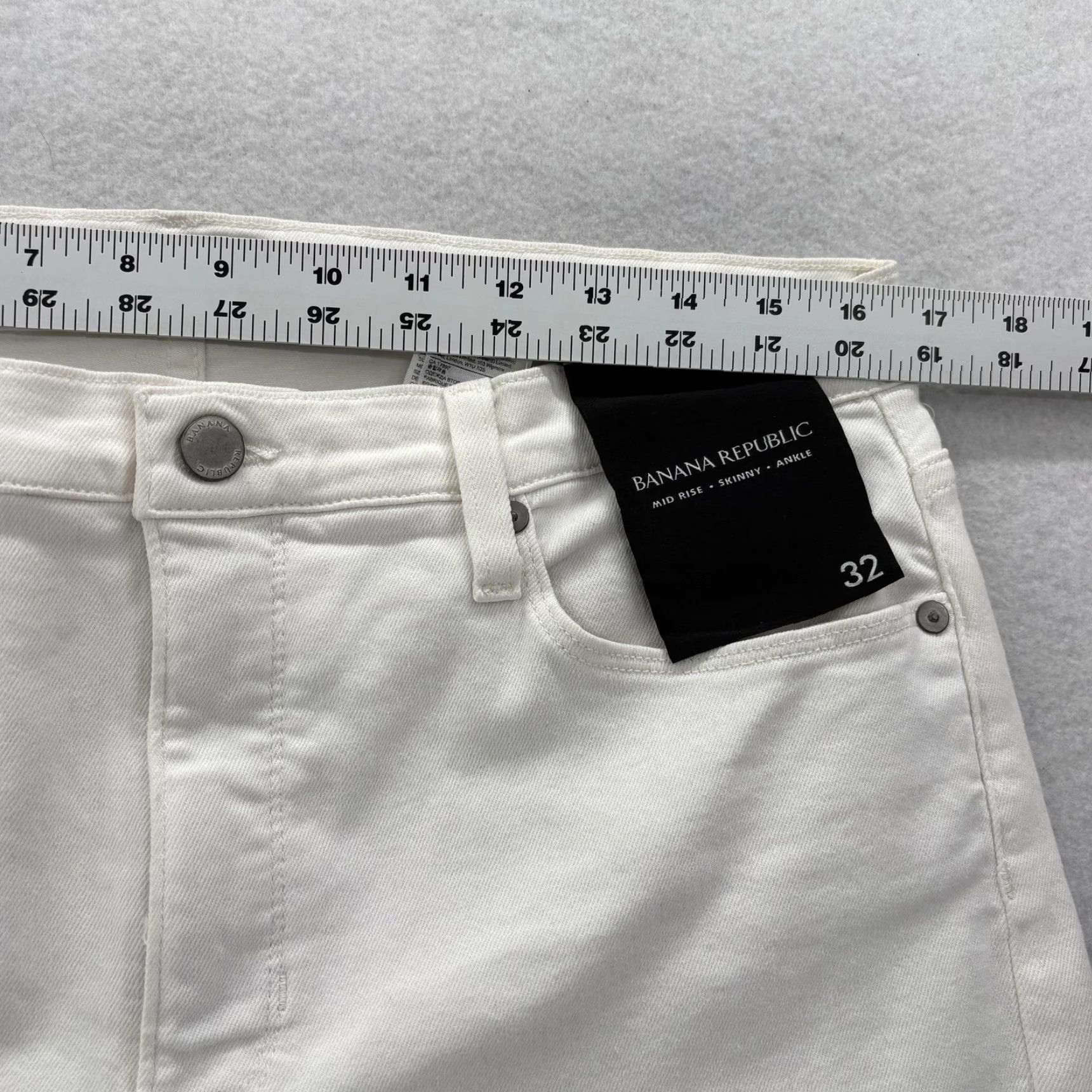 Banana Republic Banana Republic Jeans Womens 32 White Mid Rise Skinny Ankle Stretch Denim NWT Size 24" / US 00 / IT 34 - 7 Thumbnail