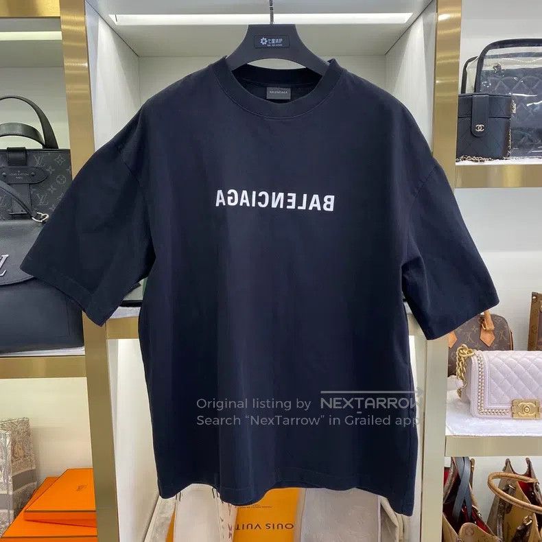 Balenciaga Balenciaga Teal Embroidered Reversed Letter Short Sleeve, Size US L / EU 52-54 / 3 - 1 Thumbnail
