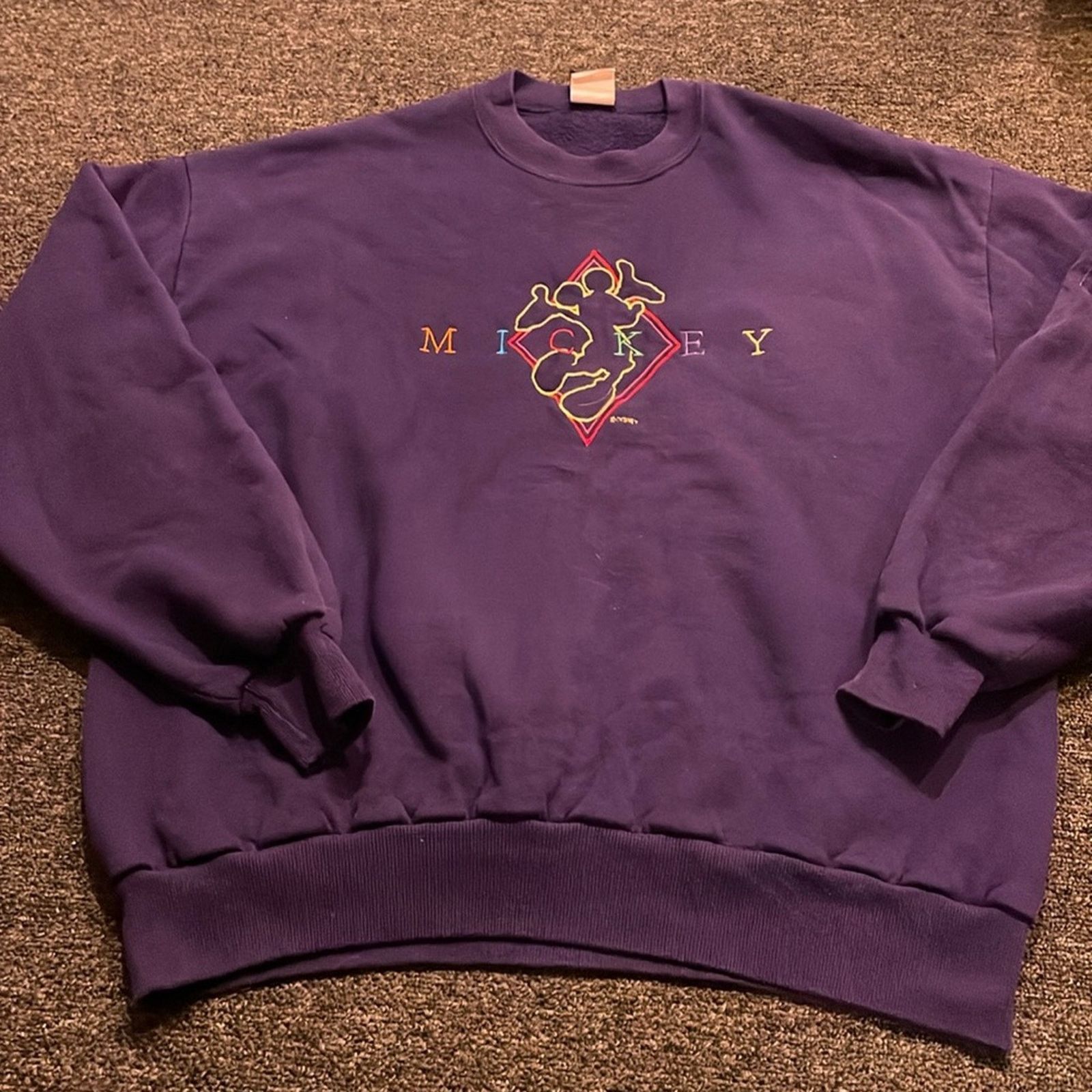 Disney Vintage Disney Mickey Mouse Purple Crewneck Sweatshirt Large Size L / US 10 / IT 46 - 1 Thumbnail