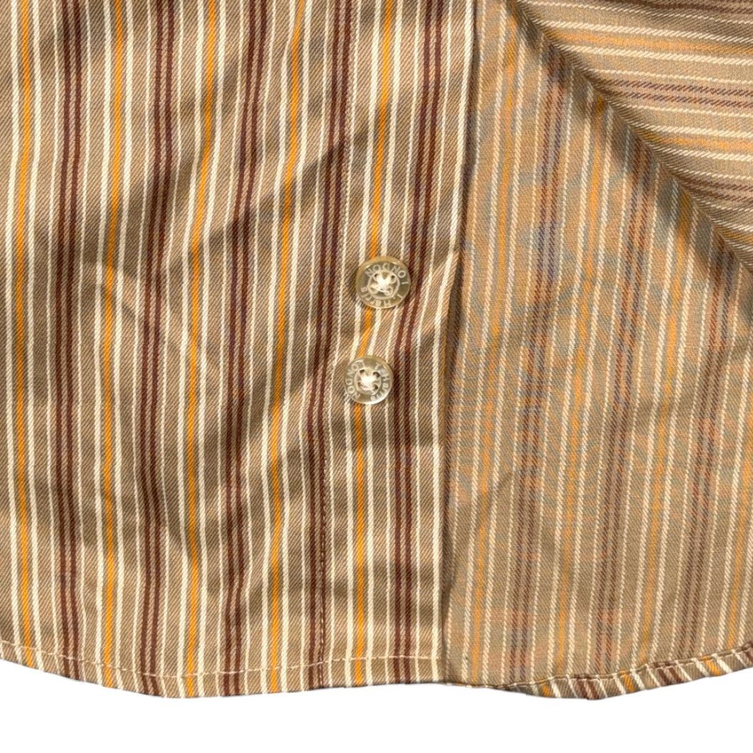 Vintage T Harris London Shirt Adult SMALL Brown Yelloiw Cotton Striped Button-Down Tags Size US S / EU 44-46 / 1 - 7 Thumbnail