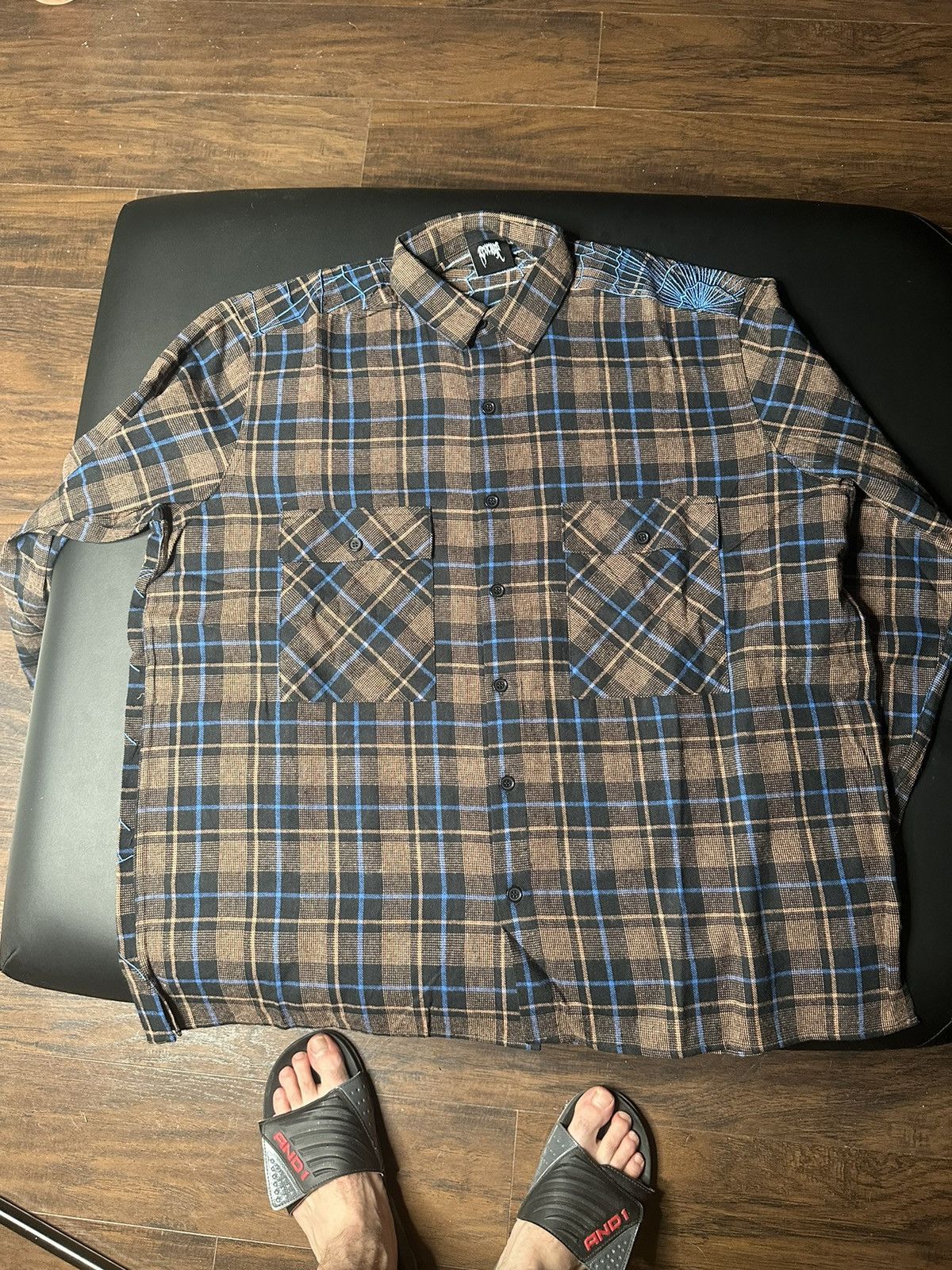 Revenge Brown and Blue Spider Flannel Size US M / EU 48-50 / 2 - 4 Thumbnail