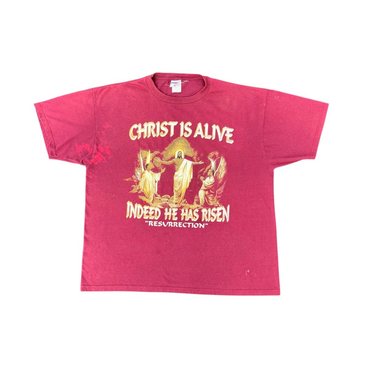 Vintage Vintage Thrashed Burgundy Black Jesus Black History T-Shirt Size US XXL / EU 58 / 5 - 1 Thumbnail