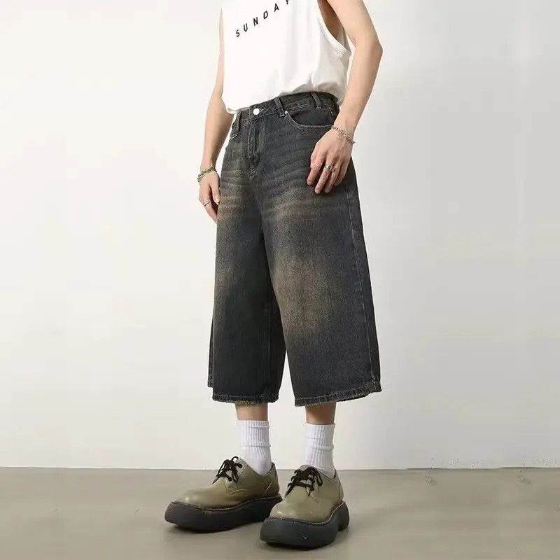 Japanese Brand Retro loose straight leg wide leg denim shorts Size US 32 / EU 48 - 5 Thumbnail