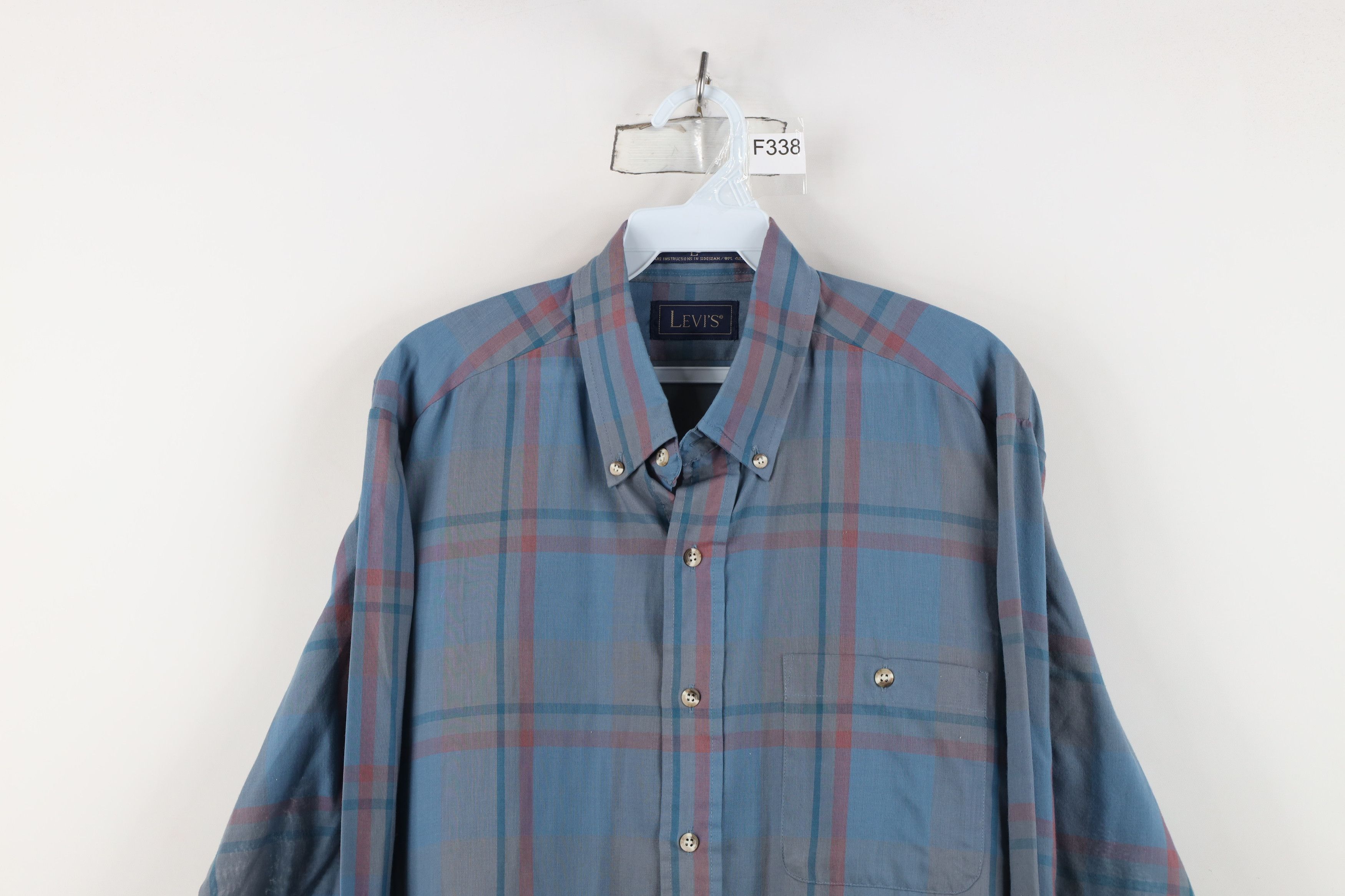 Levi's Vintage 80s 90s Levis Sheer Collared Button Down Shirt Plaid Size US L / EU 52-54 / 3 - 2 Thumbnail