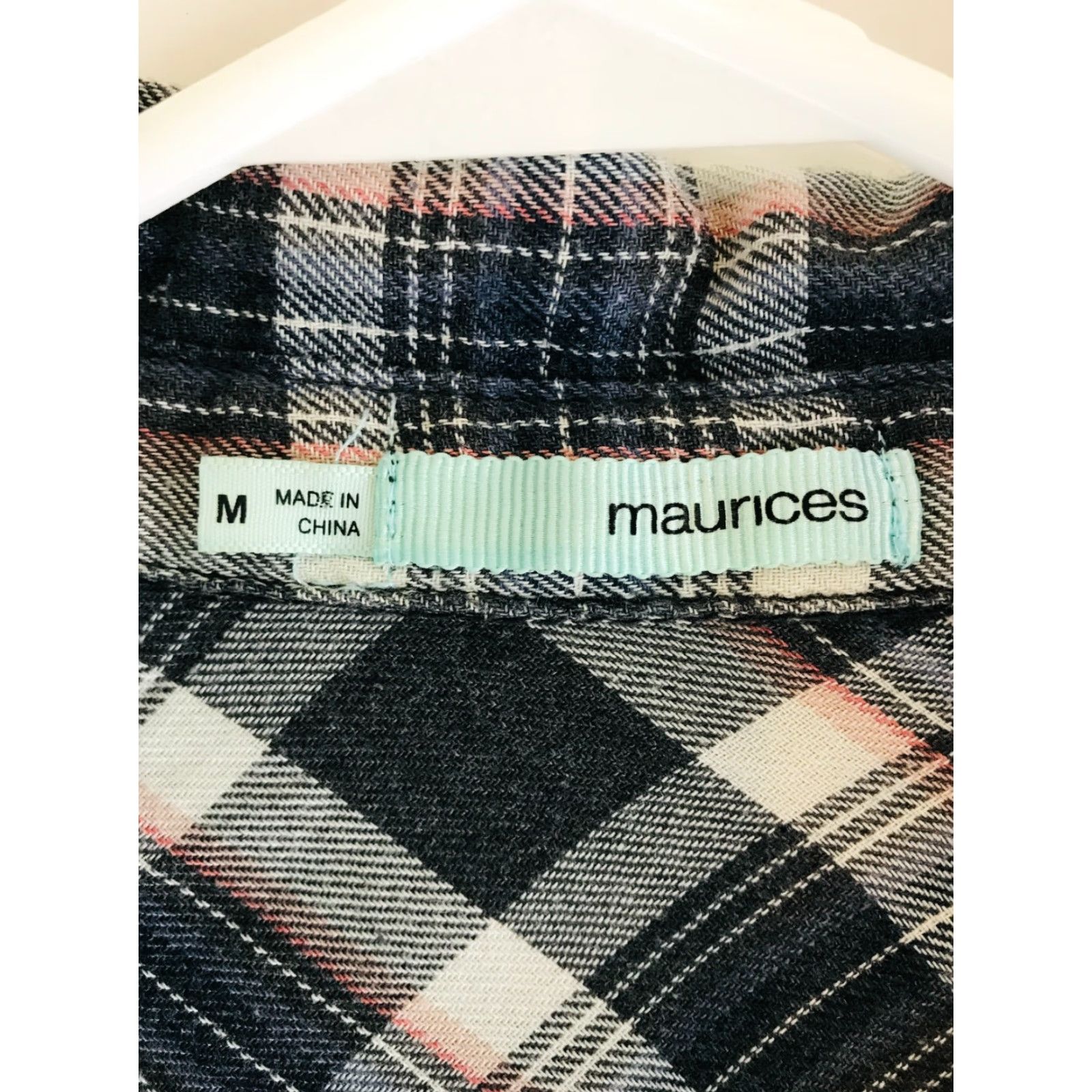 Vintage Maurices Shirt Women's M Black Blue Button Up Plaid Pearl Snap Pocket Flaps Size M / US 6-8 / IT 42-44 - 5 Thumbnail