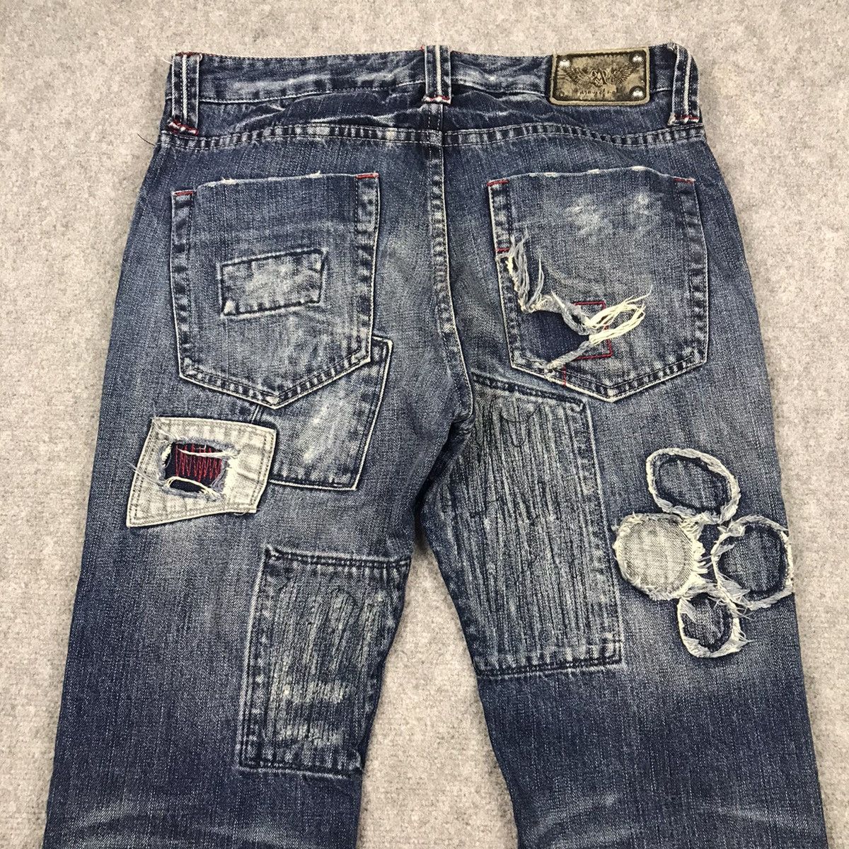 Japanese Brand × Le Grande Bleu (L.G.B.) FLARE PATCHWORK TRIM JAPAN BRAND BOOT CUT DENIM PANTS 141 Size US 30 / EU 46 - 15 Thumbnail