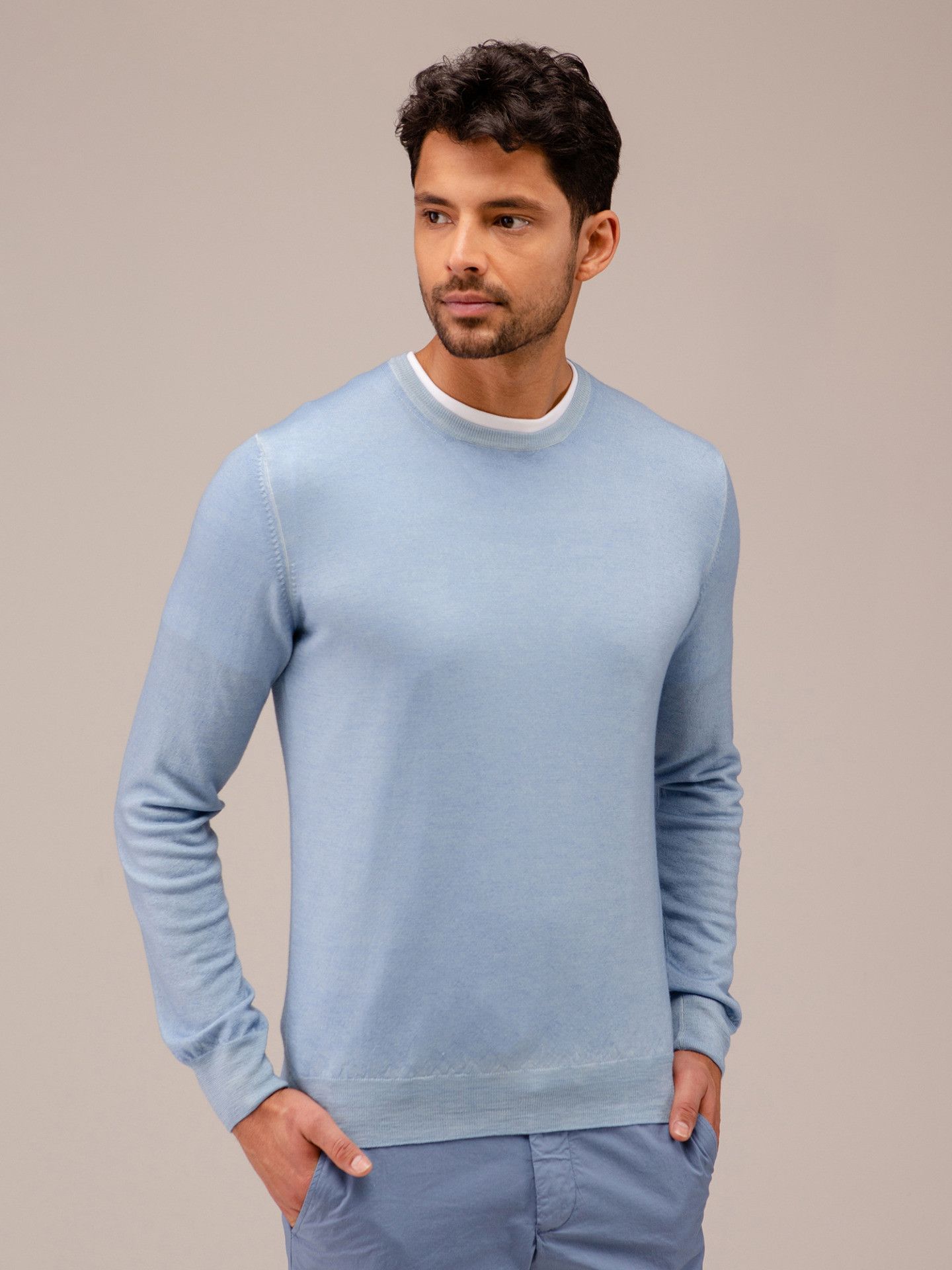 Designer × Gran Sasso Gran Sasso Vintage Merino Garment Dyed Blue Sweater XL/XXL Size US XXL / EU 58 / 5 - 2 Thumbnail