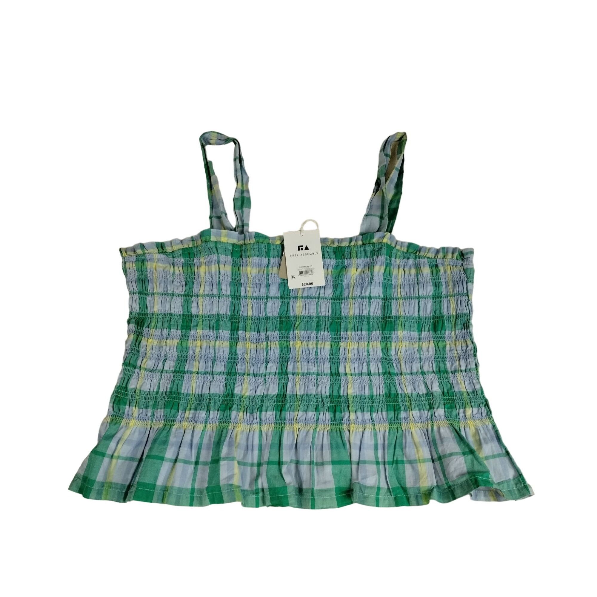 Other Free Assembly Womens XXL Smocked Tank Top Skyway Green Plaid Size XXL / US 16-18 / IT 52-54 - 1 Thumbnail