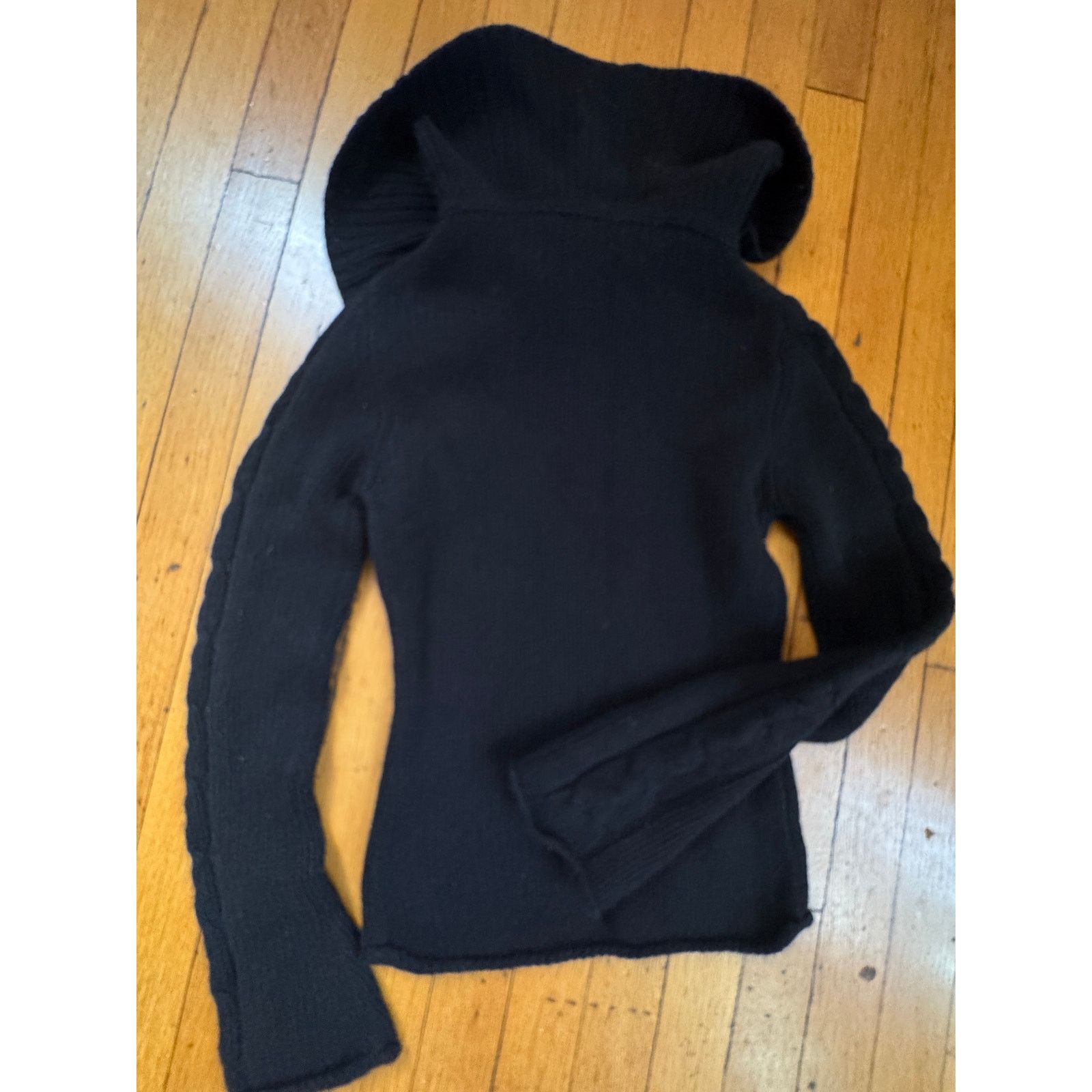 Luxe LUXE Arden B 100% Cashmere Thick Cable Black Sweater Small Size S / US 4 / IT 40 - 3 Thumbnail