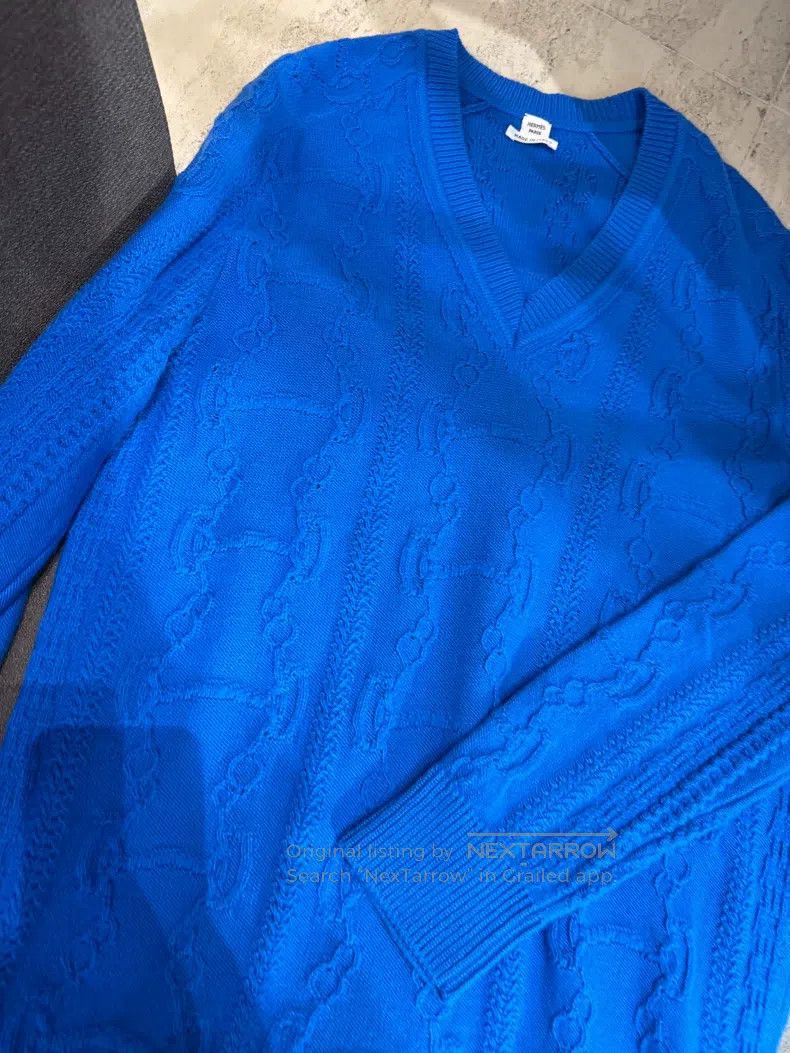 Hermes Hermes V-neck Dress with Heavy Jacquard Knitting Craft Size XXS / US 00 / IT 34 - 2 Thumbnail