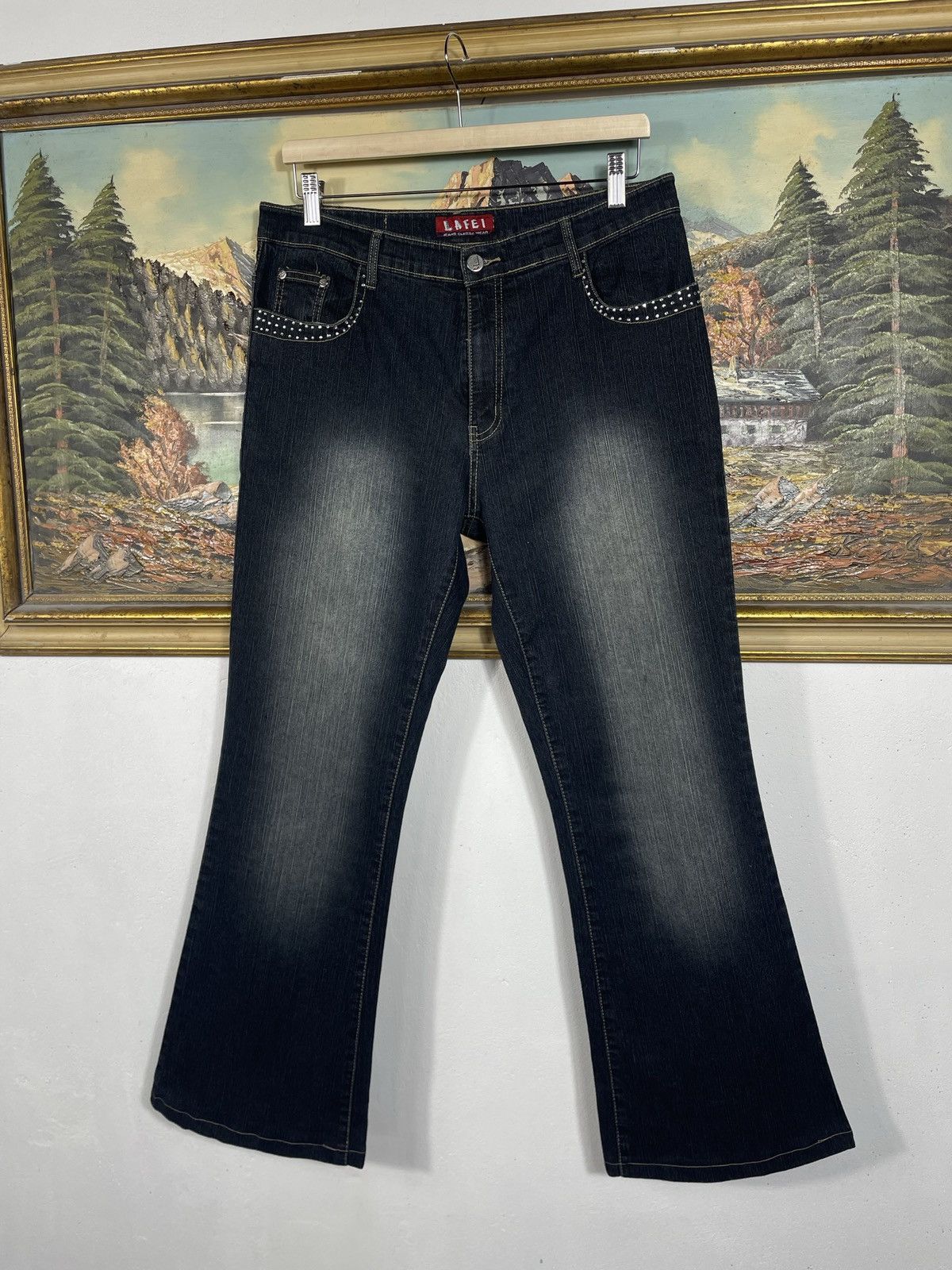 If Six Was Nine × Japanese Brand × Le Grande Bleu (L.G.B.) Avant Garde Boot Cut Denim Jenas Vintage Y2k Flare Trousers Size 31" - 4 Thumbnail