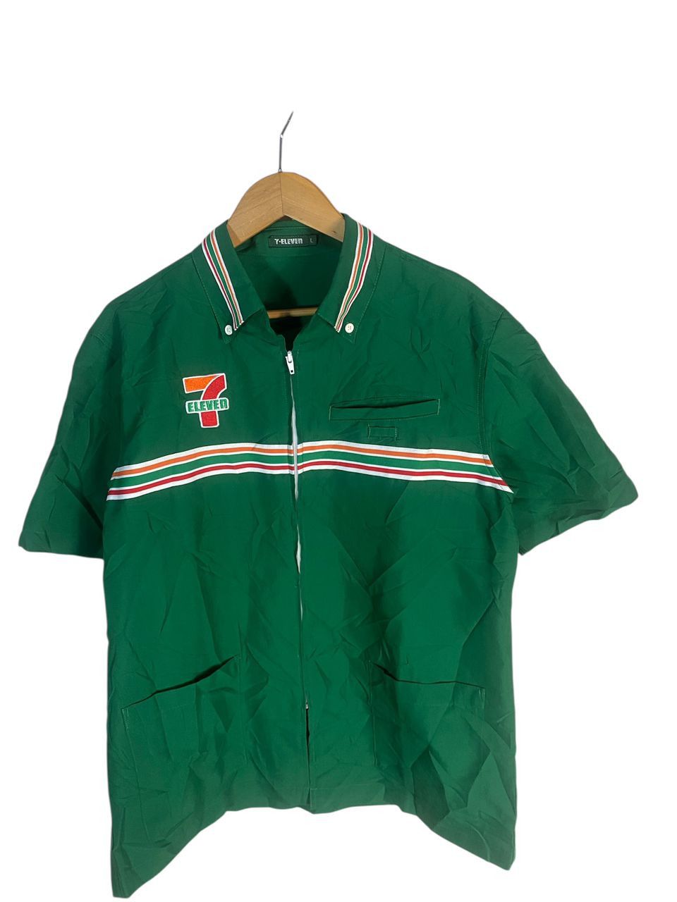 Japanese Brand Vintage 7-eleven spellout uniform zipper shirt Size US L / EU 52-54 / 3 - 1 Thumbnail