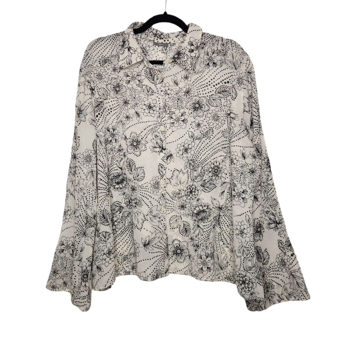 Vintage VINTAGE Apt 9 Boho Fairy Black White Accordion Button Shirt Emo Office Siren Shirt Size ONE SIZE - 2 Thumbnail