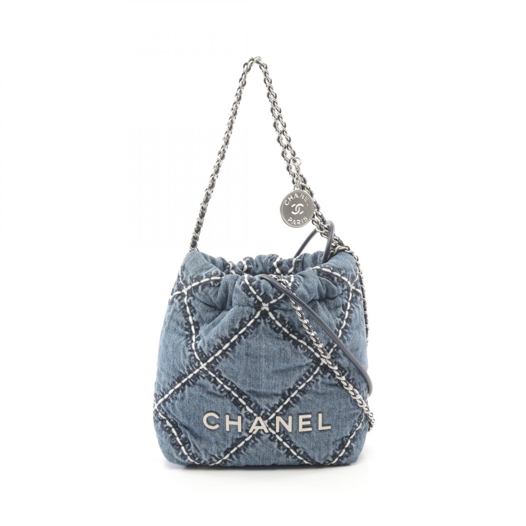 Chanel Chanel Chanel 22 Mini Denim Shoulder Bag Denim Shoulder Bag As3980 in Blue, Women's
