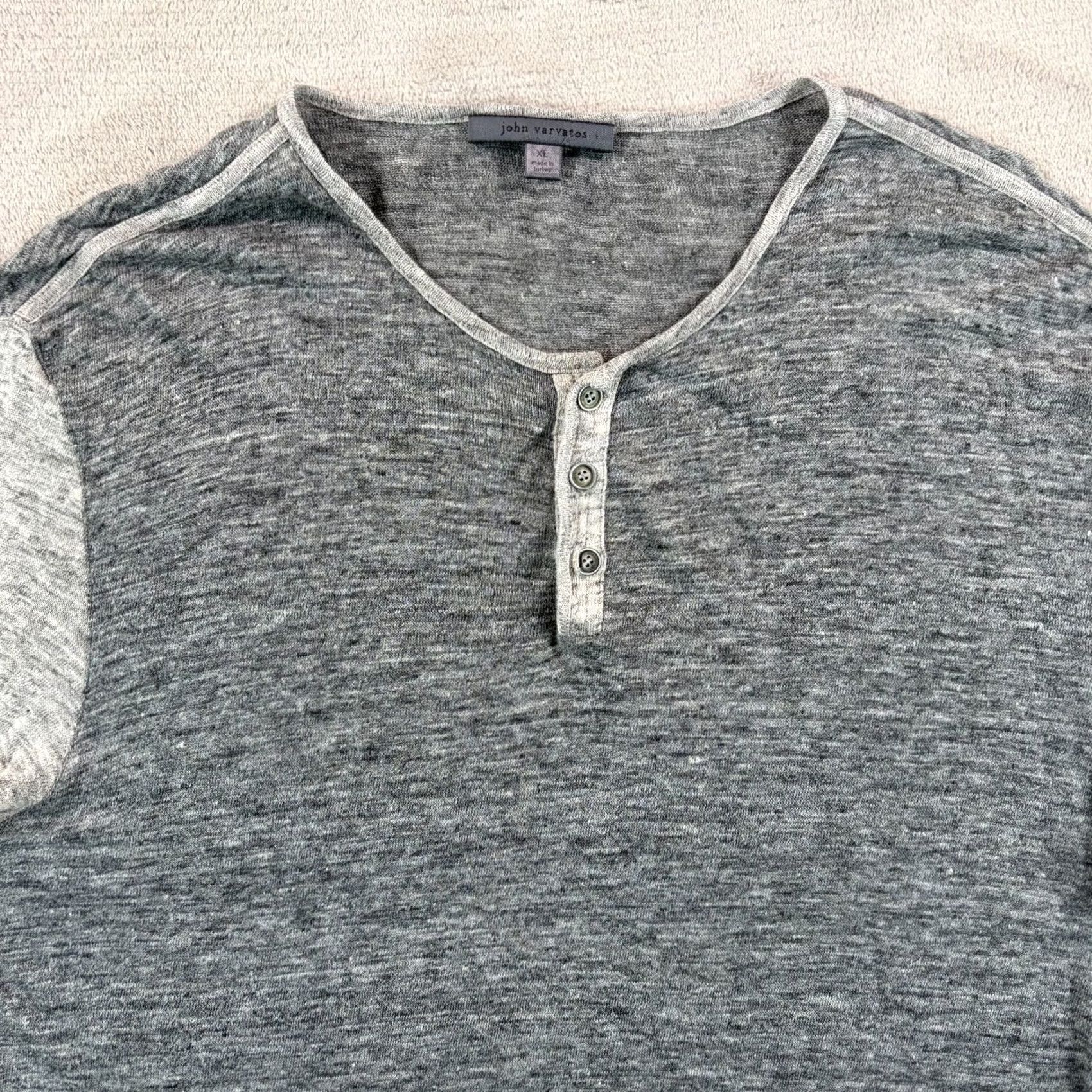 John Varvatos John Varvatos Henley T Shirt Men XL Grey 100% Raglan Short Sleeve Designer Shirt Colourblock Beach City Classic USA 2000s 90s? Size US XL / EU 56 / 4 - 3 Thumbnail