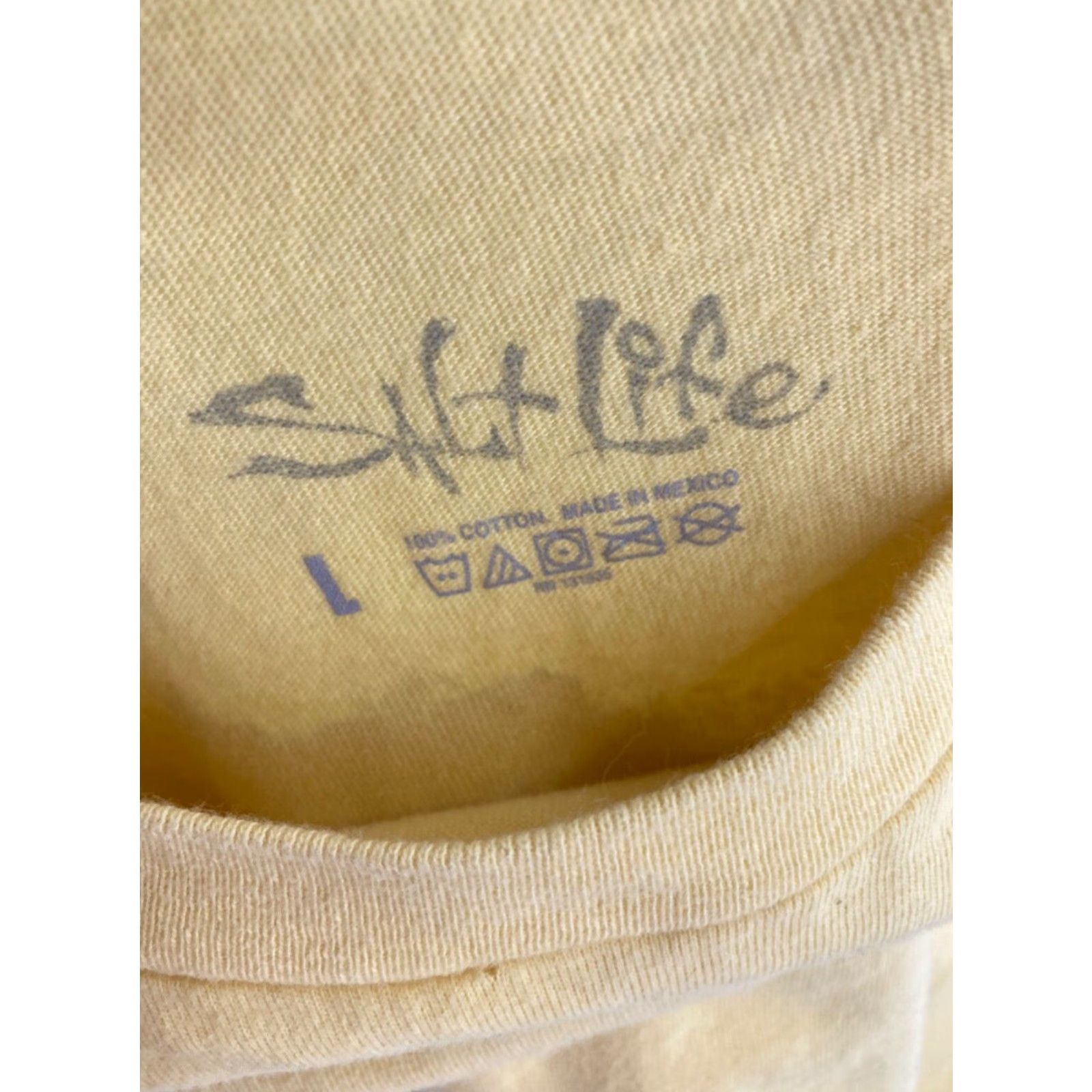 Vintage Salt Life T-Shirt Mens L Yellow Marlin Flag Sailing Pocket Cotton Shirt Mens L Yellow Logo 90s Beach Ocean Graphic Tee Size US L / EU 52-54 / 3 - 6 Thumbnail
