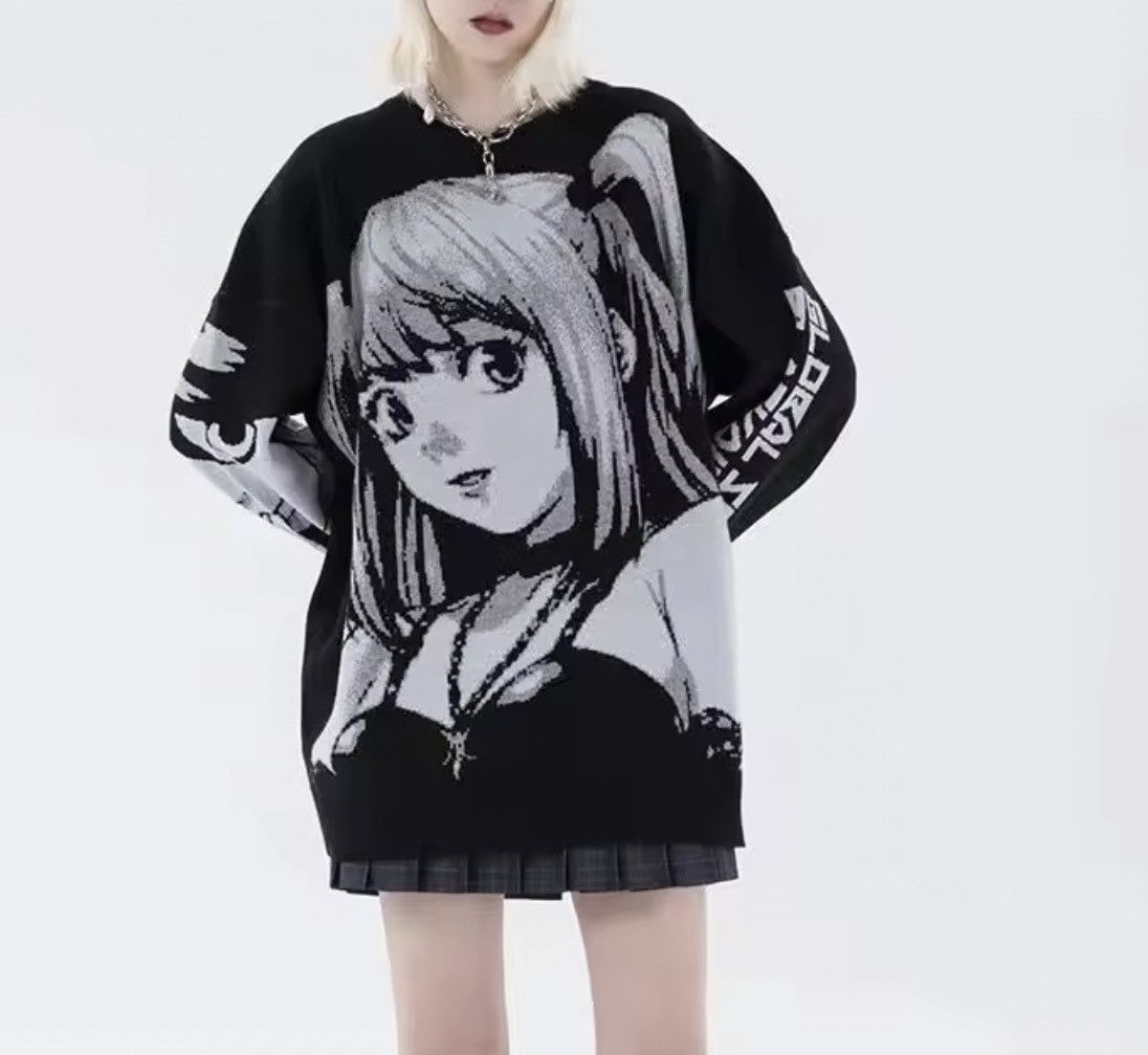 Japanese Brand Anime Knit Sweater Black White Oversized Jumper Size US L / EU 52-54 / 3 - 3 Thumbnail