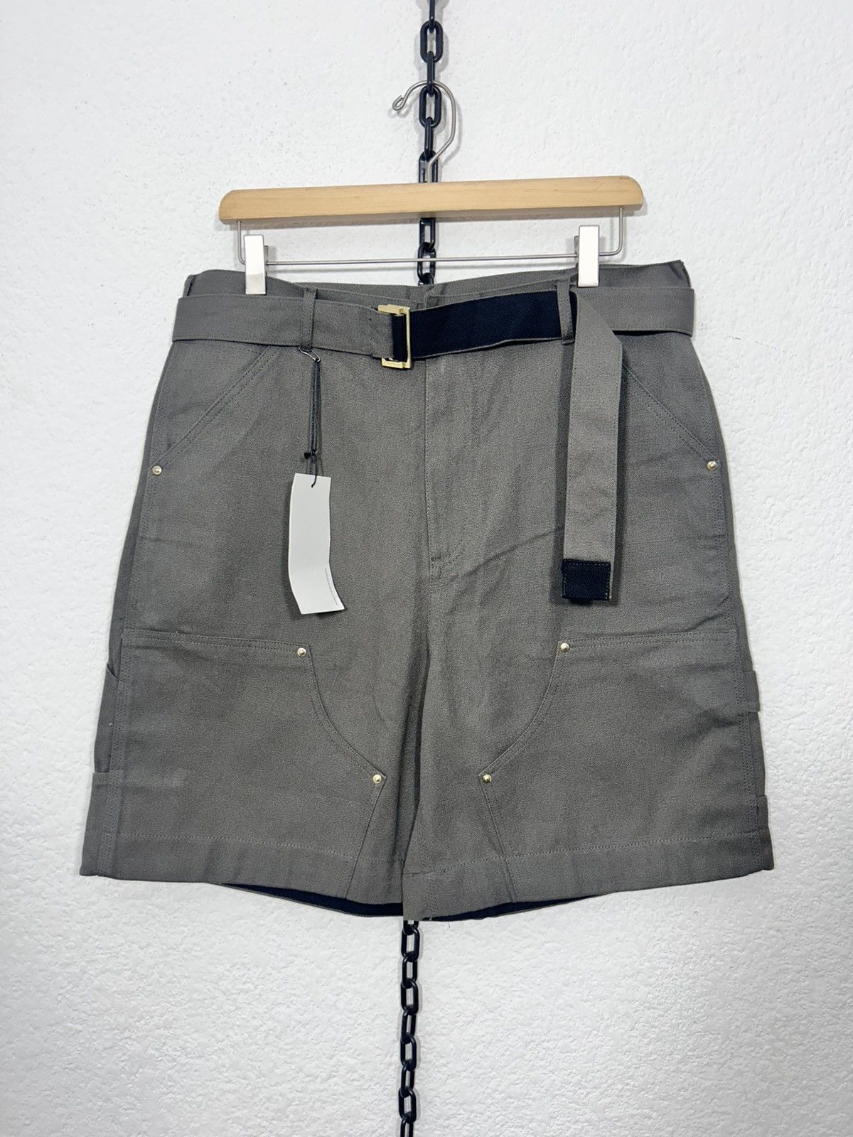 Carhartt × Sacai SACAI CARHARTT SHORT DOUBLE KNEE GRAY | Grailed