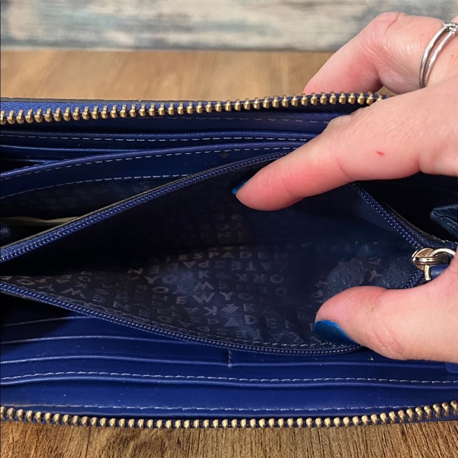 Kate Spade Kate Spade Neda Market Street Accordion Wallet Blue Leather Size ONE SIZE - 10 Thumbnail