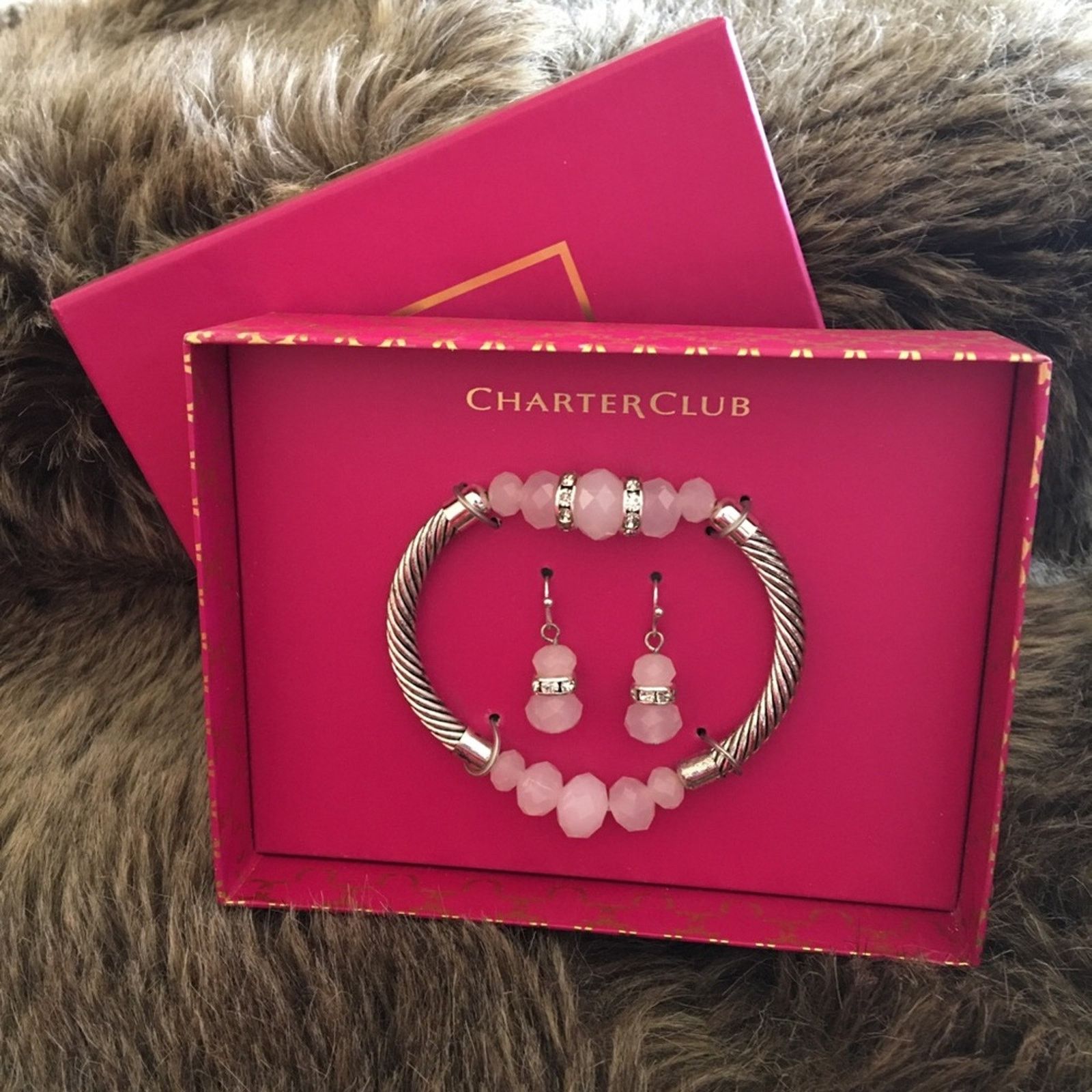 Jewelry Charter Club faceted pink glass stone jewelry set Size ONE SIZE - 1 Thumbnail