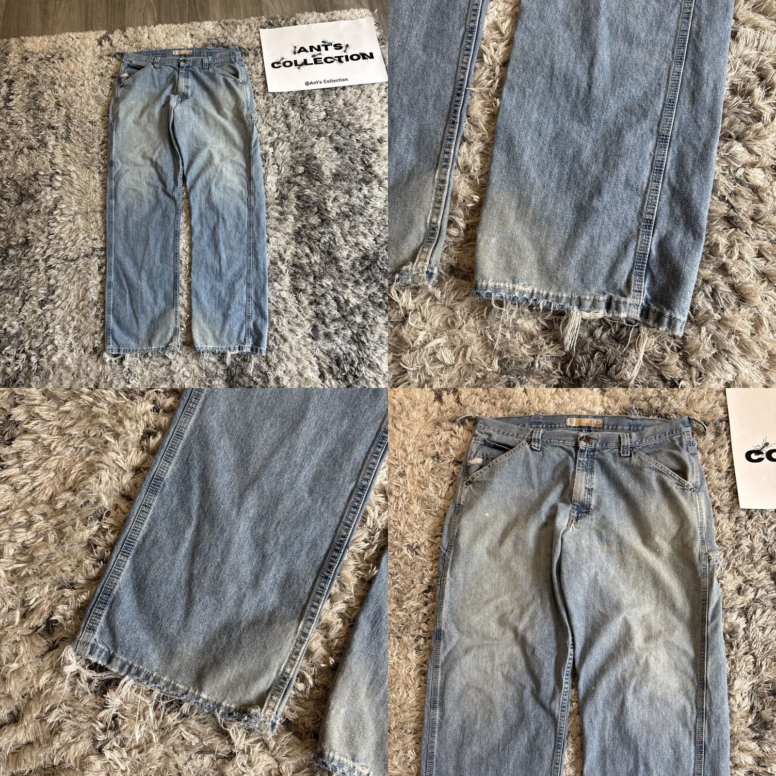 Lee VINTAGE Lee Dungaree Carpenter Blue Denim Jeans 90s Workwear Men Sz 38x34 Jeans Size US 38 / EU 54 - 8 Thumbnail