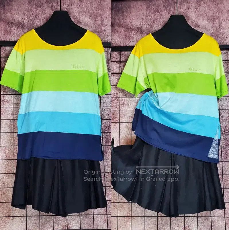 Dior Dior Summer Blue Striped Cotton Tee . Size M / US 6-8 / IT 42-44 - 1 Thumbnail