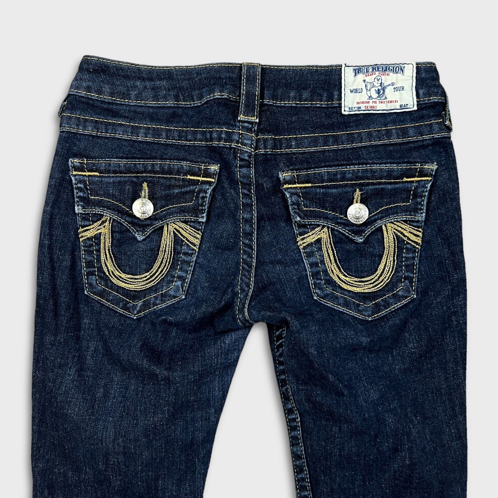 True Religion × Vintage True Religion Jeans 28x27 Blue World Tour Skinny Denim Pants Size 28" / US 6 / IT 42 - 5 Thumbnail