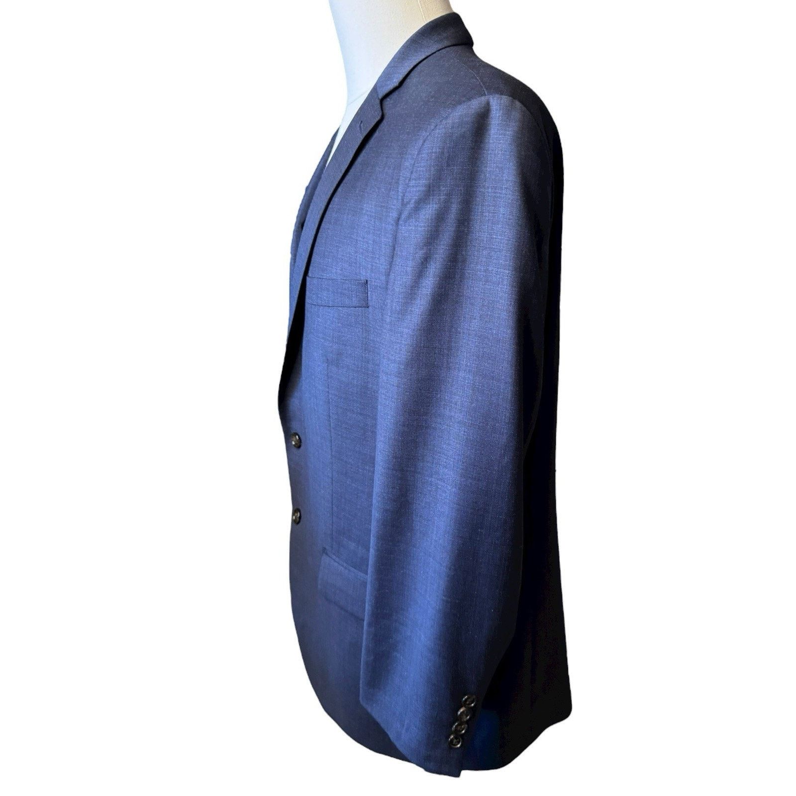 Ralph Lauren Ralph Lauren Wool Navy Blue Plaid Two Button Sport Coat Size 44R - 3 Thumbnail