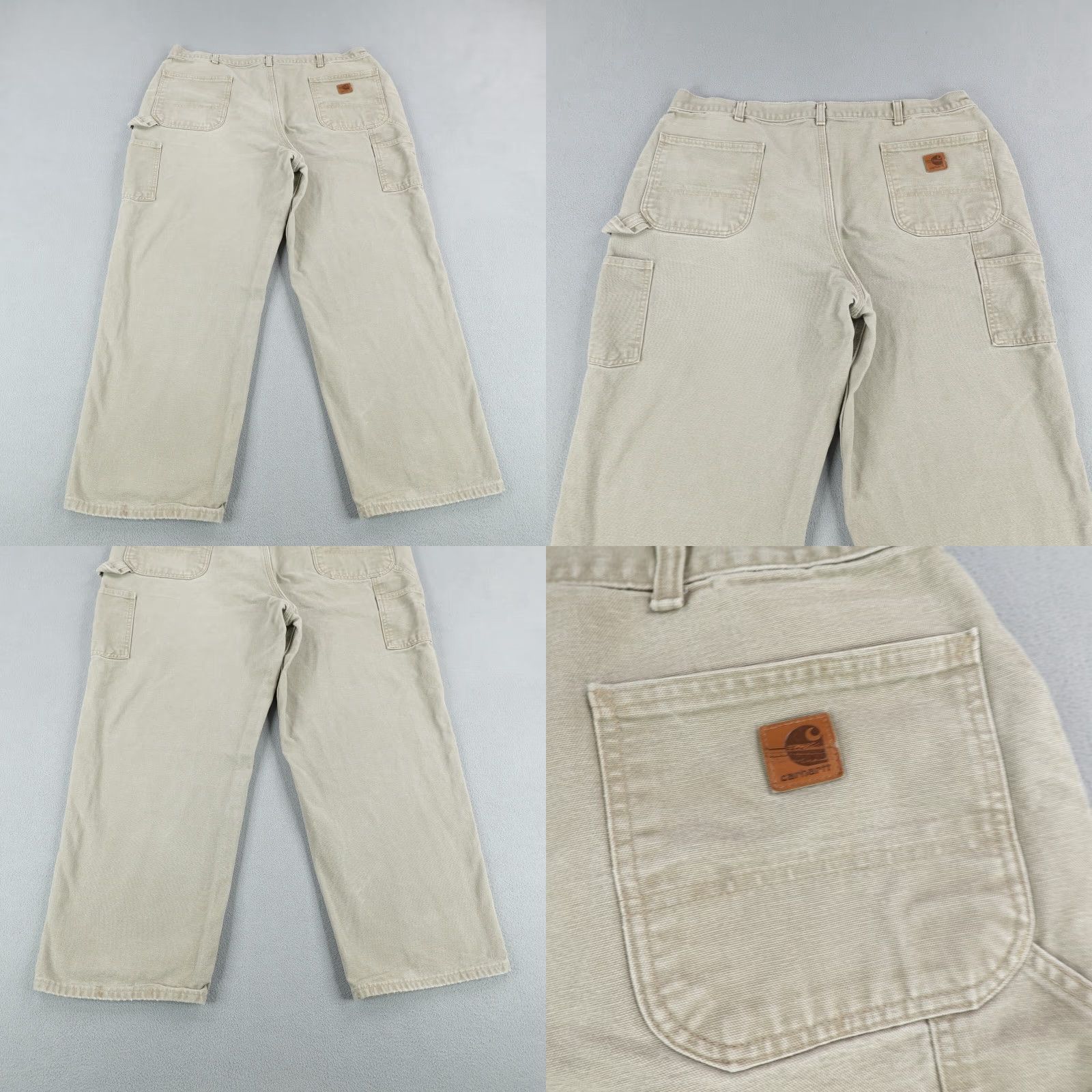 Carhartt VINTAGE Carhartt Pants Men 42x30 Workwear Canvas Carpenter Beige Casual Style Size US 39 - 8 Thumbnail