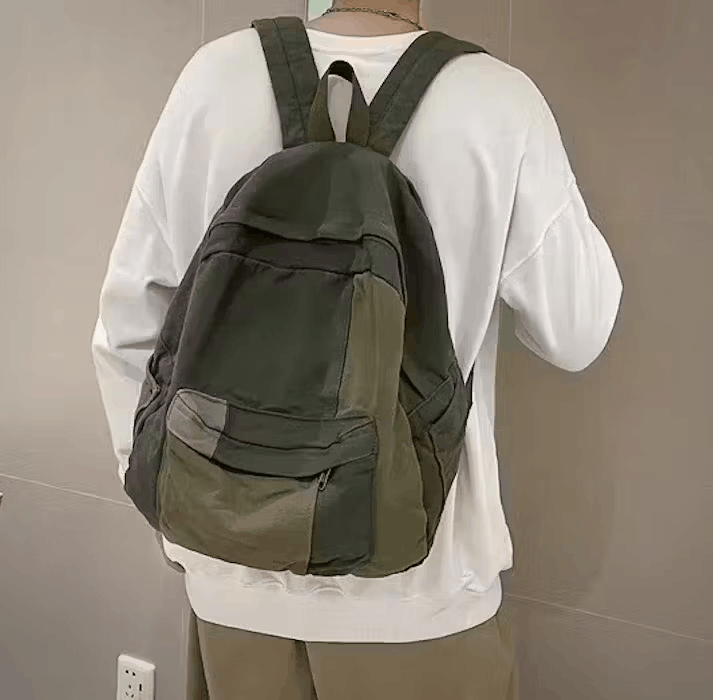 Pre-owned Vintage Backpack Canvas Japanese Style Y2k Distressed Faded In Green