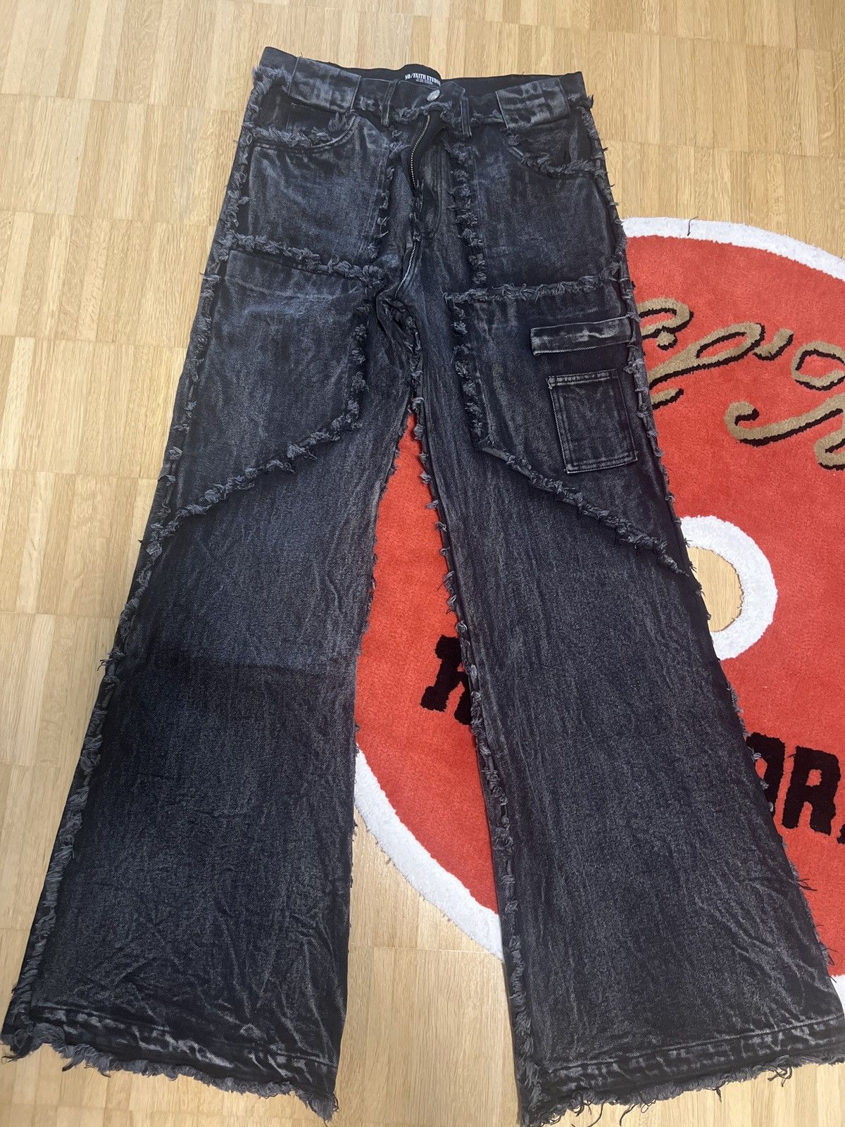 No Faith Studios Flared Denim 001 Black | Grailed