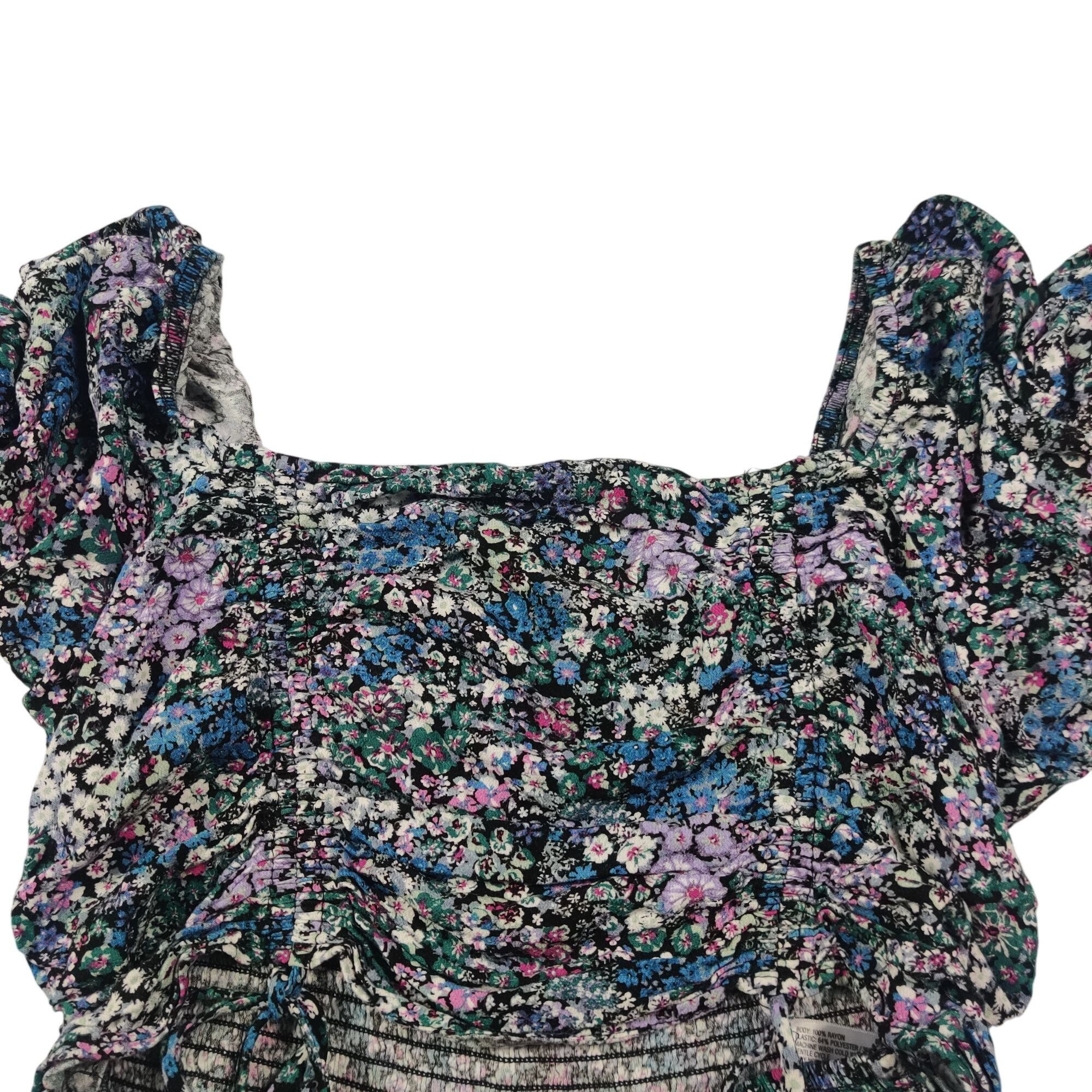 Other Wild Fable Floral Crop Top M Multi Cinched Smocked Coquette Size M / US 6-8 / IT 42-44 - 6 Thumbnail
